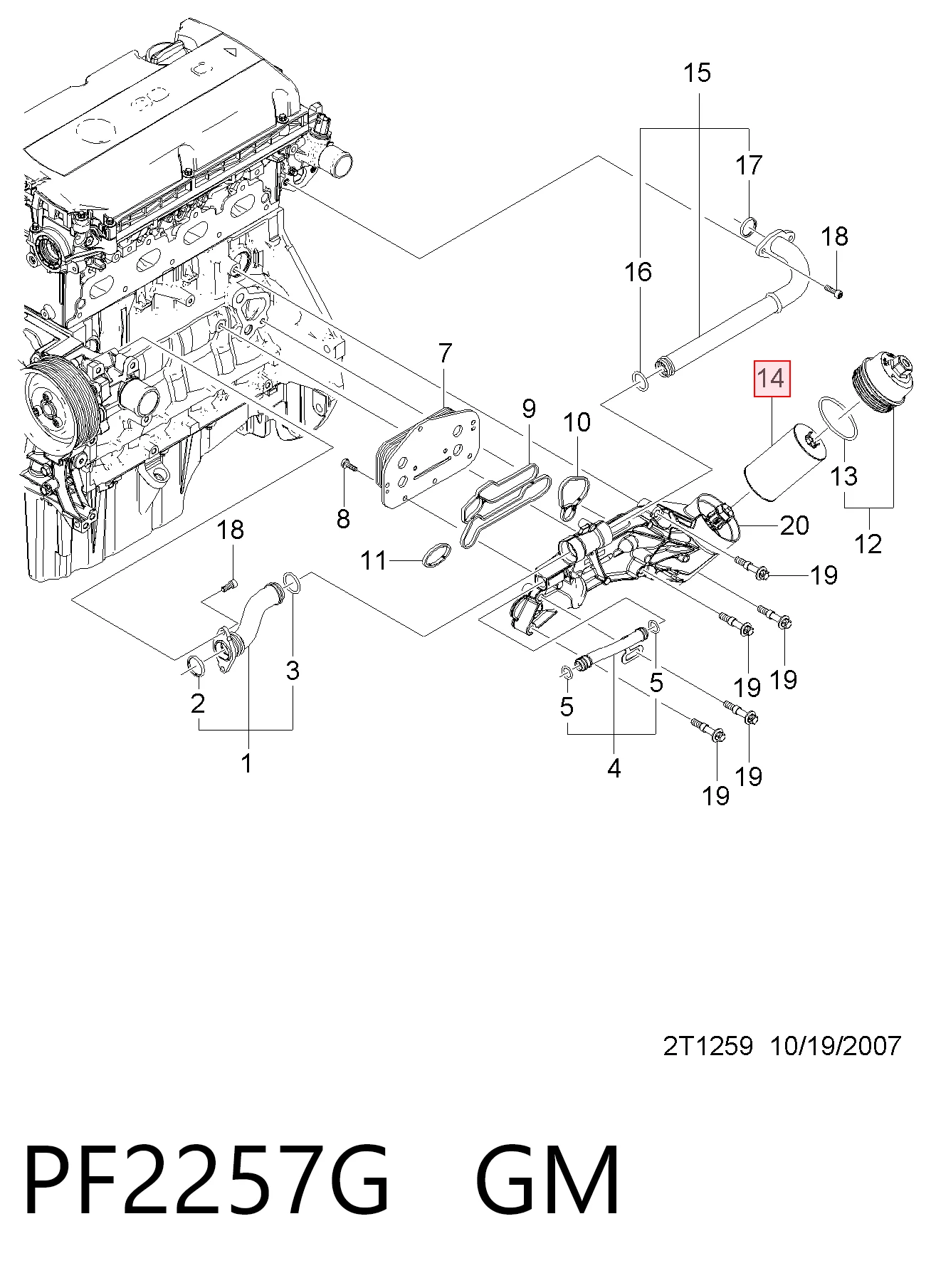 PF2257G General Motors Filtr oleju