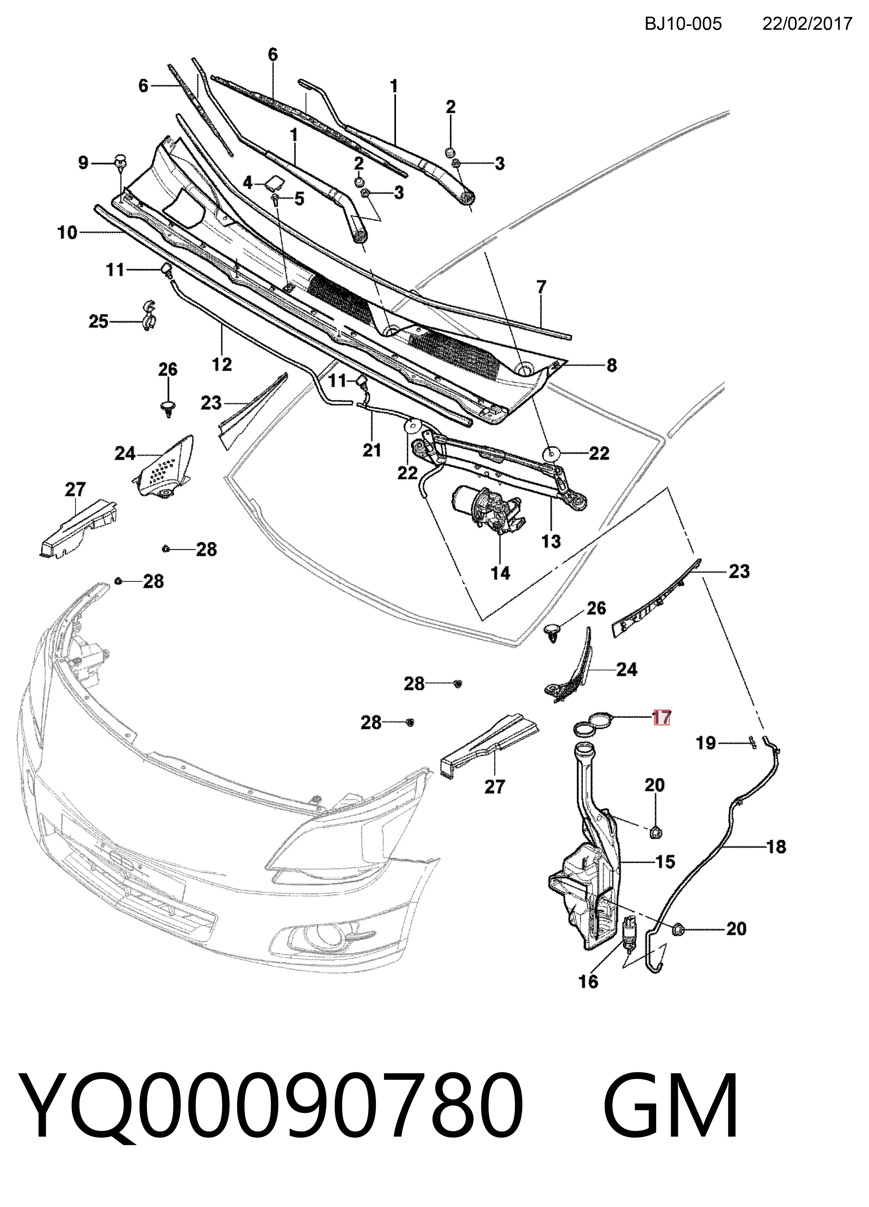 Korek zbiornika spryskiwacza do Opel Mokka I J13