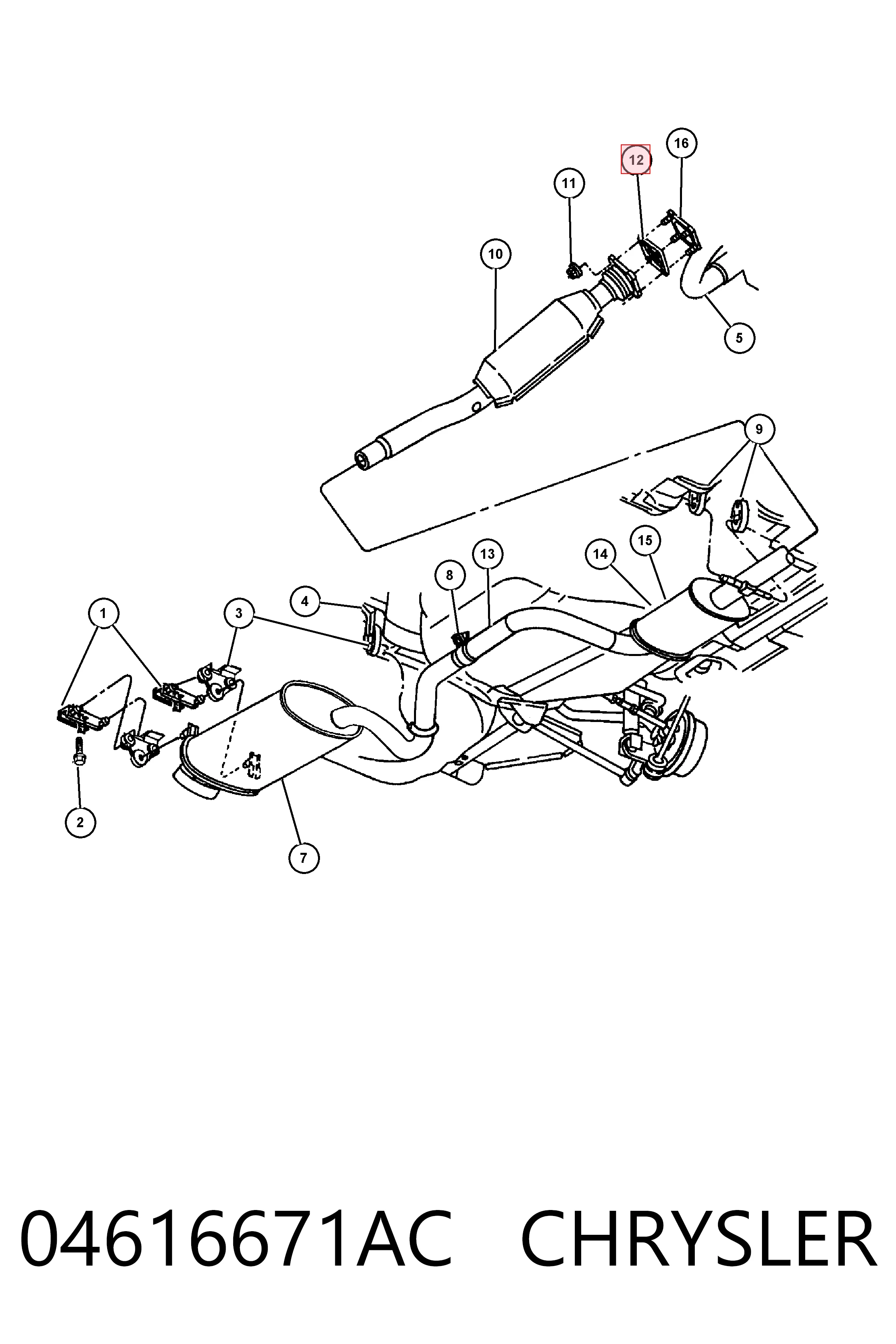 04616671AC Chrysler Uszczelka rury odbiornika tłumika