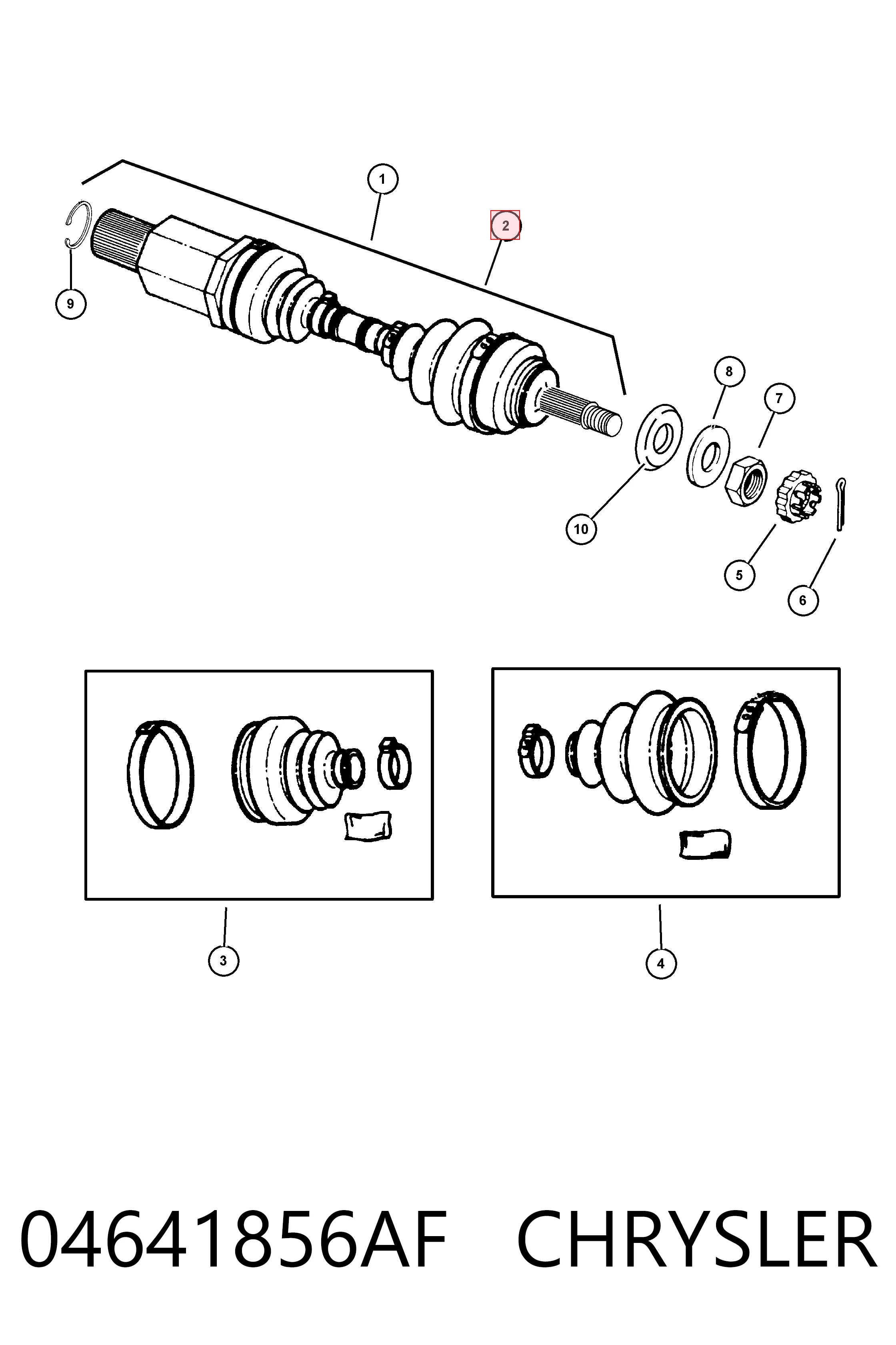 Półoś napędowa przednia prawa do Chrysler Voyager III RG, RS