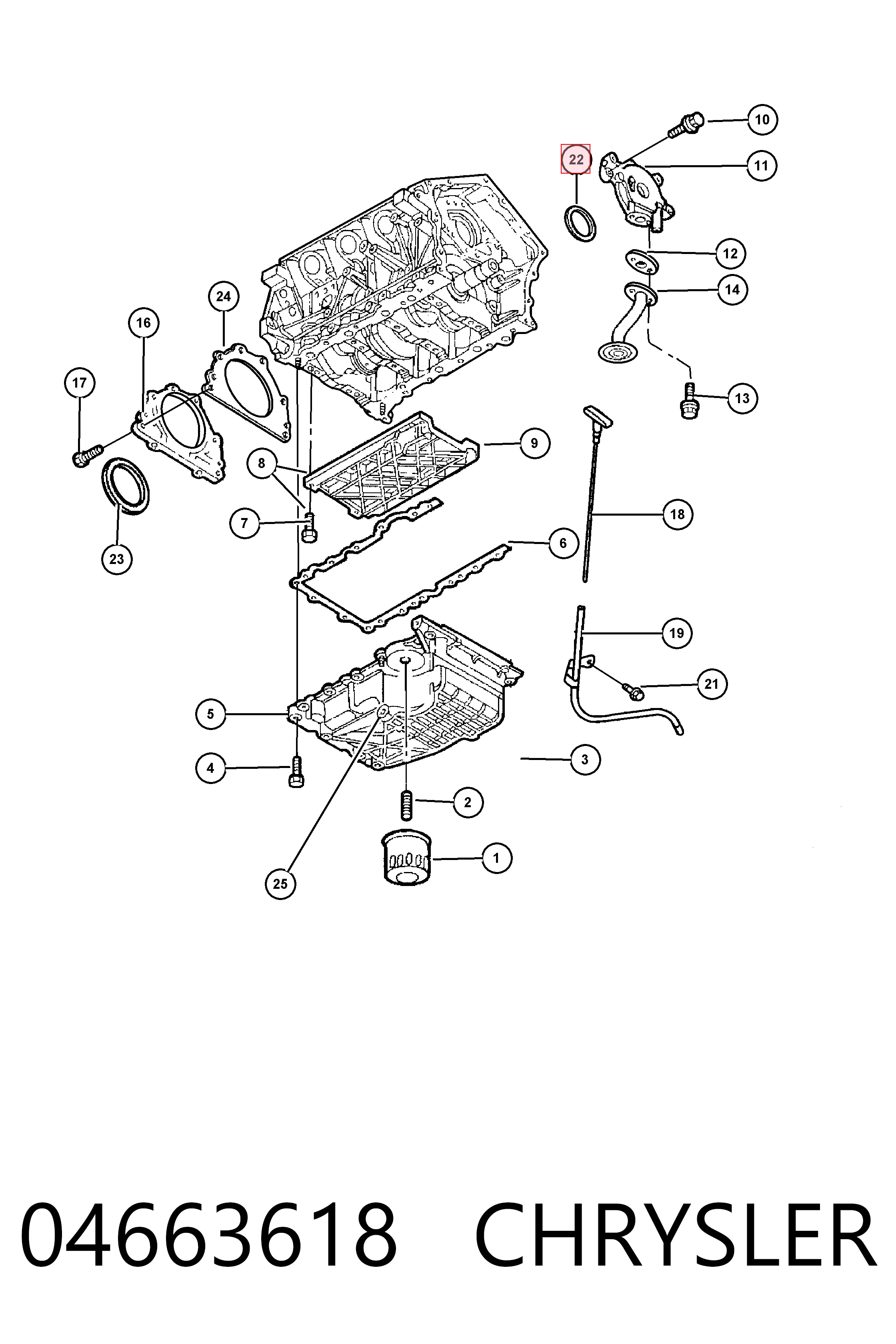 04663618 Chrysler Uszczelniacz wału korbowego przedni