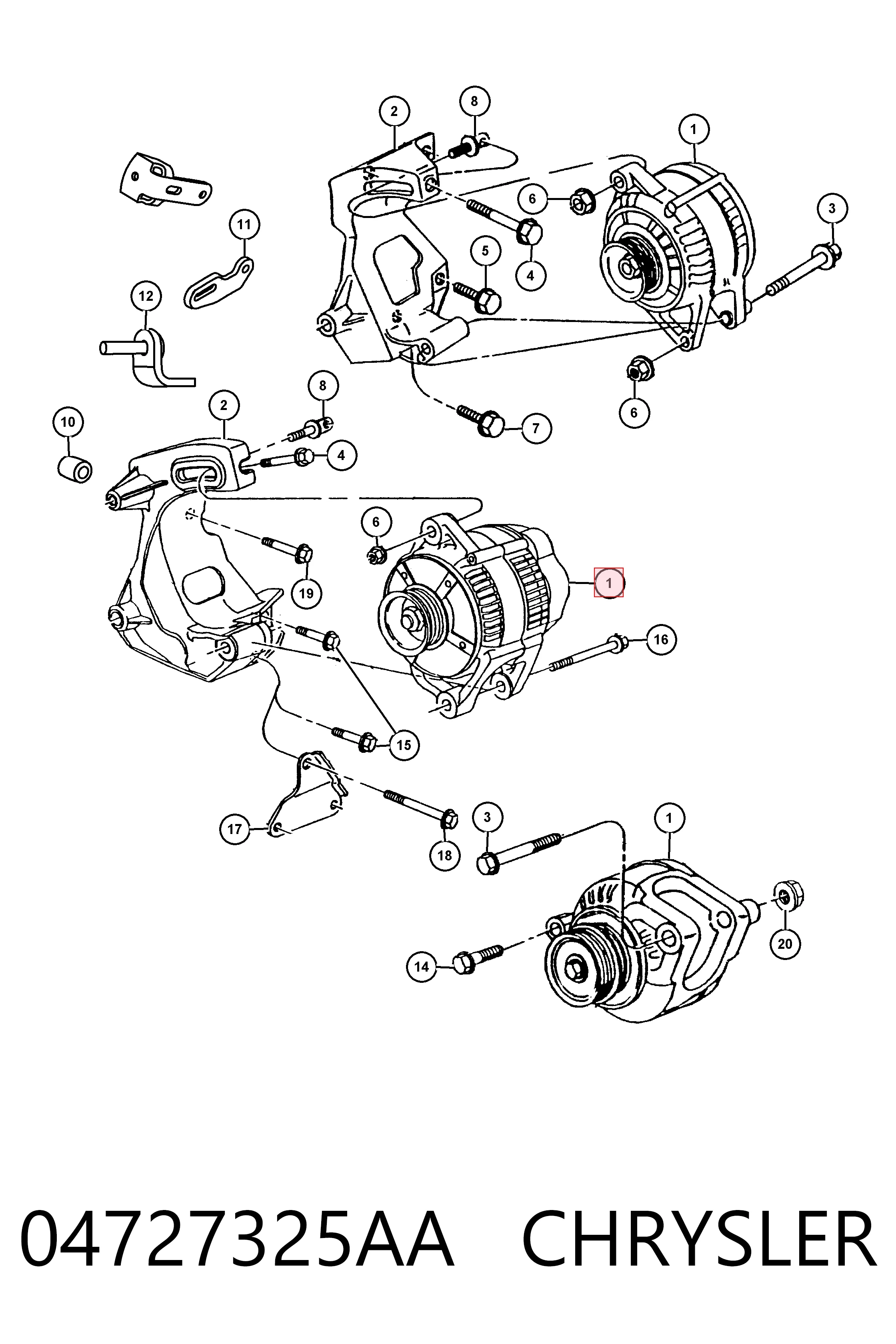 04727325AA Chrysler Alternator