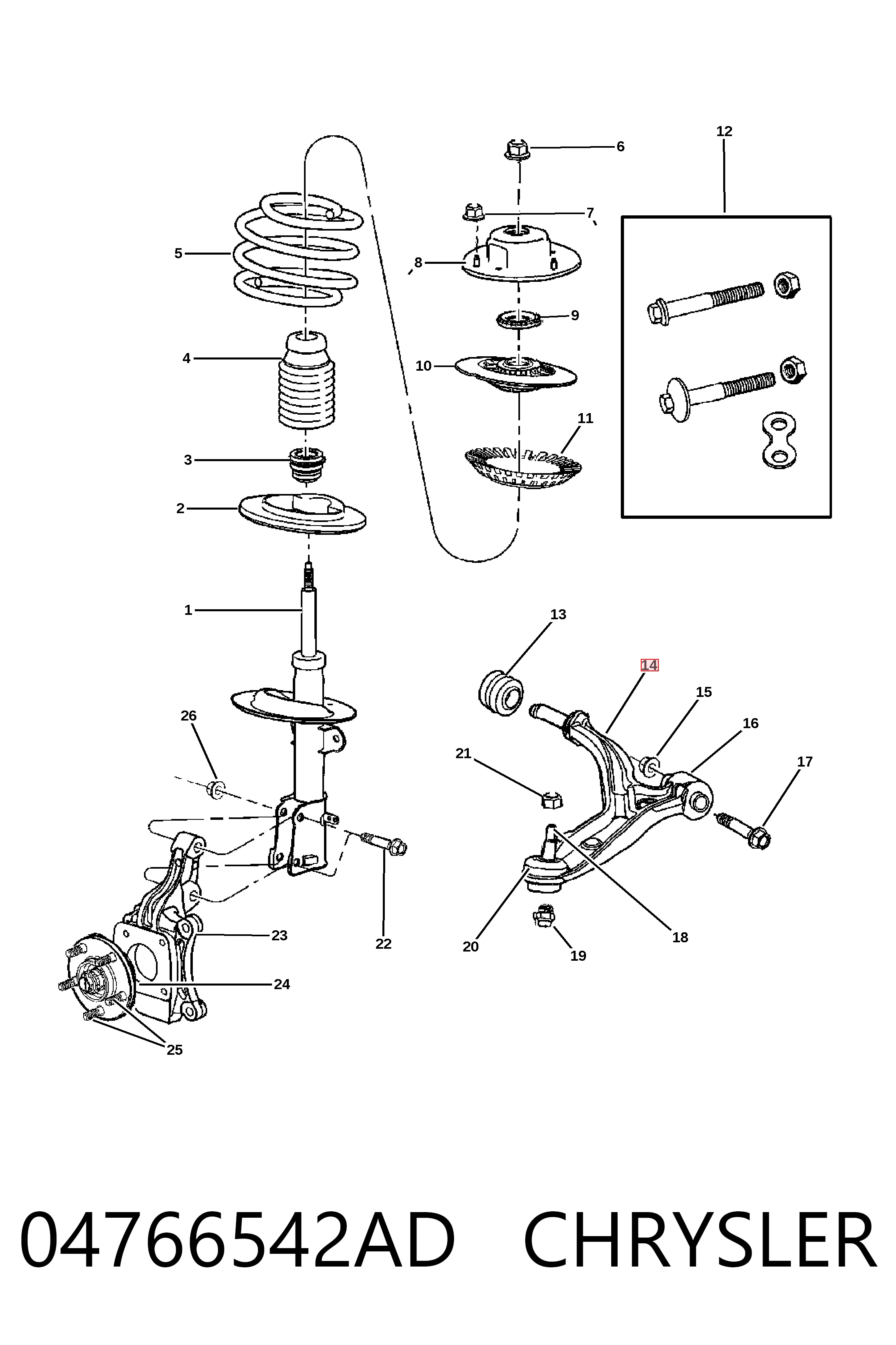 Wahacz zawieszenia przedniego dolny prawy Chrysler Voyager III minivan (RG, RS) (1999 - 2008) cena, od 83,85 USD