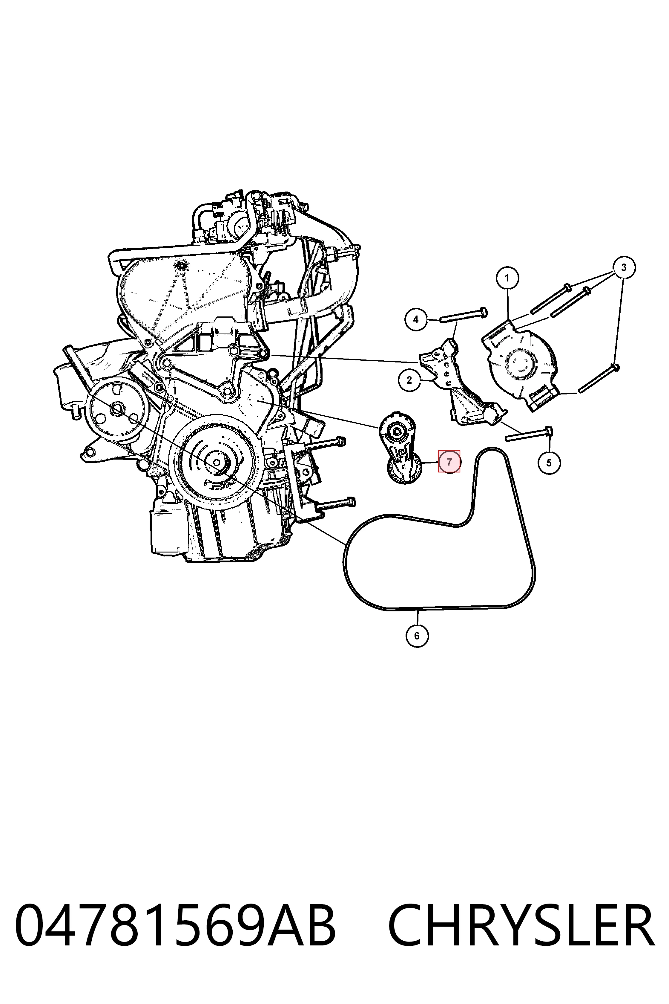 04781569AB Chrysler Rolka prowadząca kierunkowa paska rozrządu