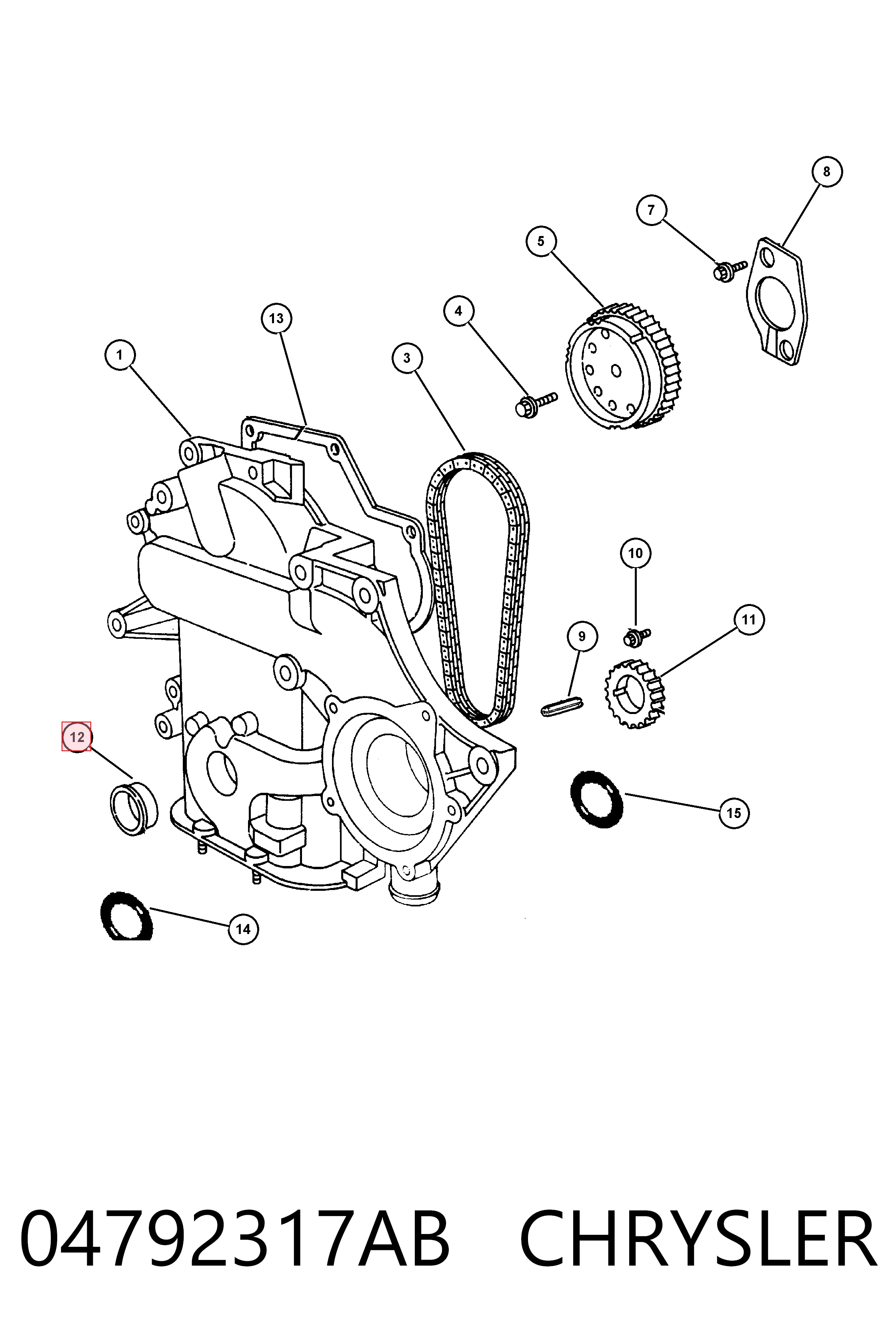 04792317AB Chrysler Uszczelniacz wału korbowego przedni