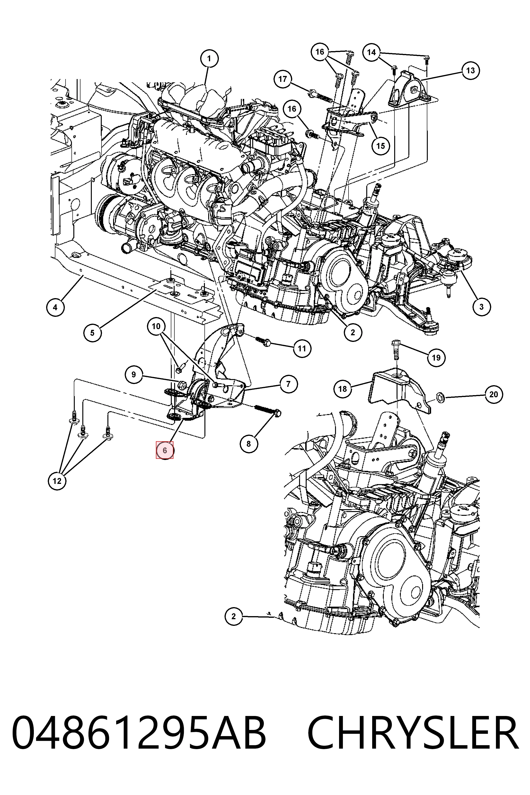 04861295AB Chrysler Poduszka (podpora) silnika przednia