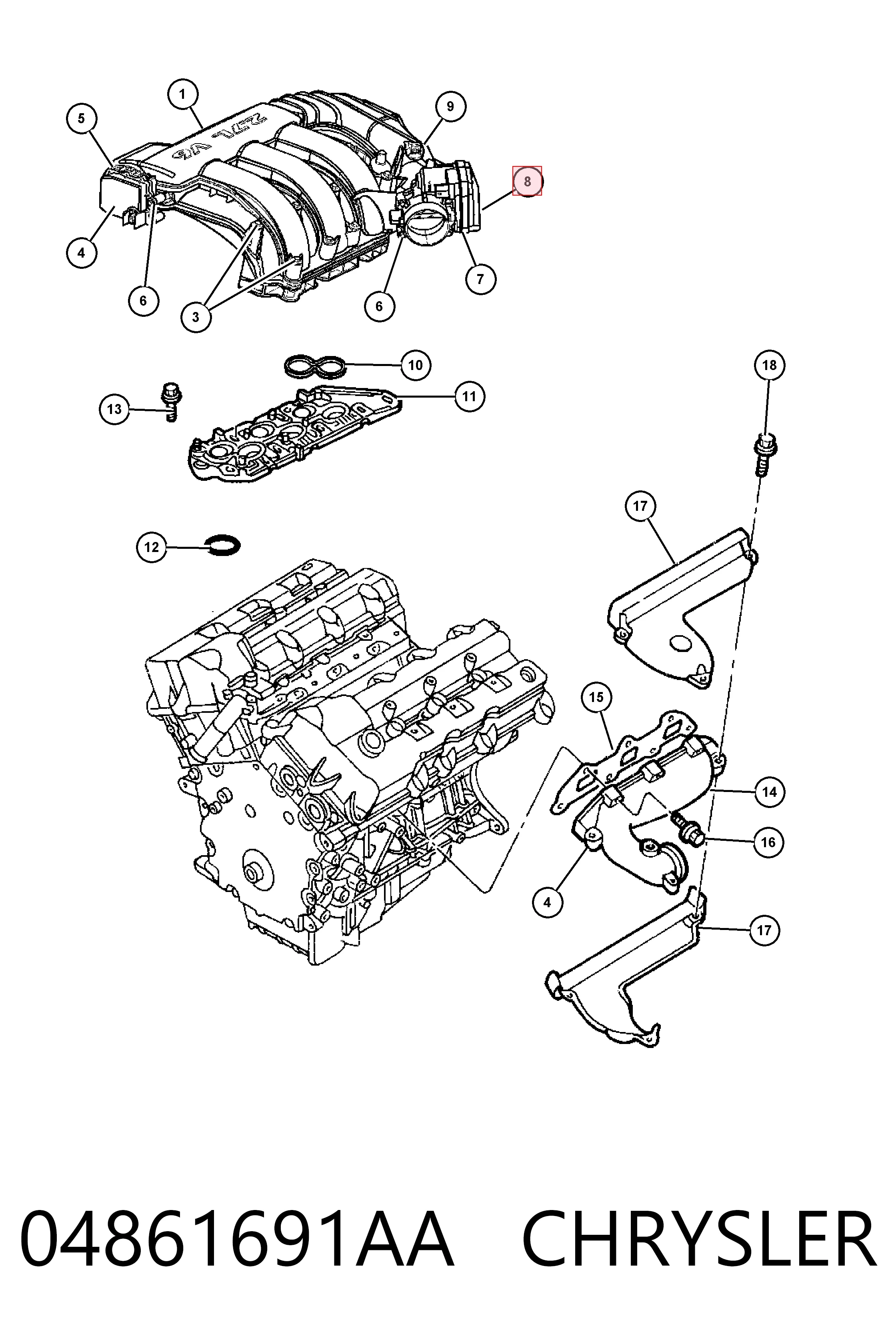 04861691AA Chrysler Przepustnica, komplet