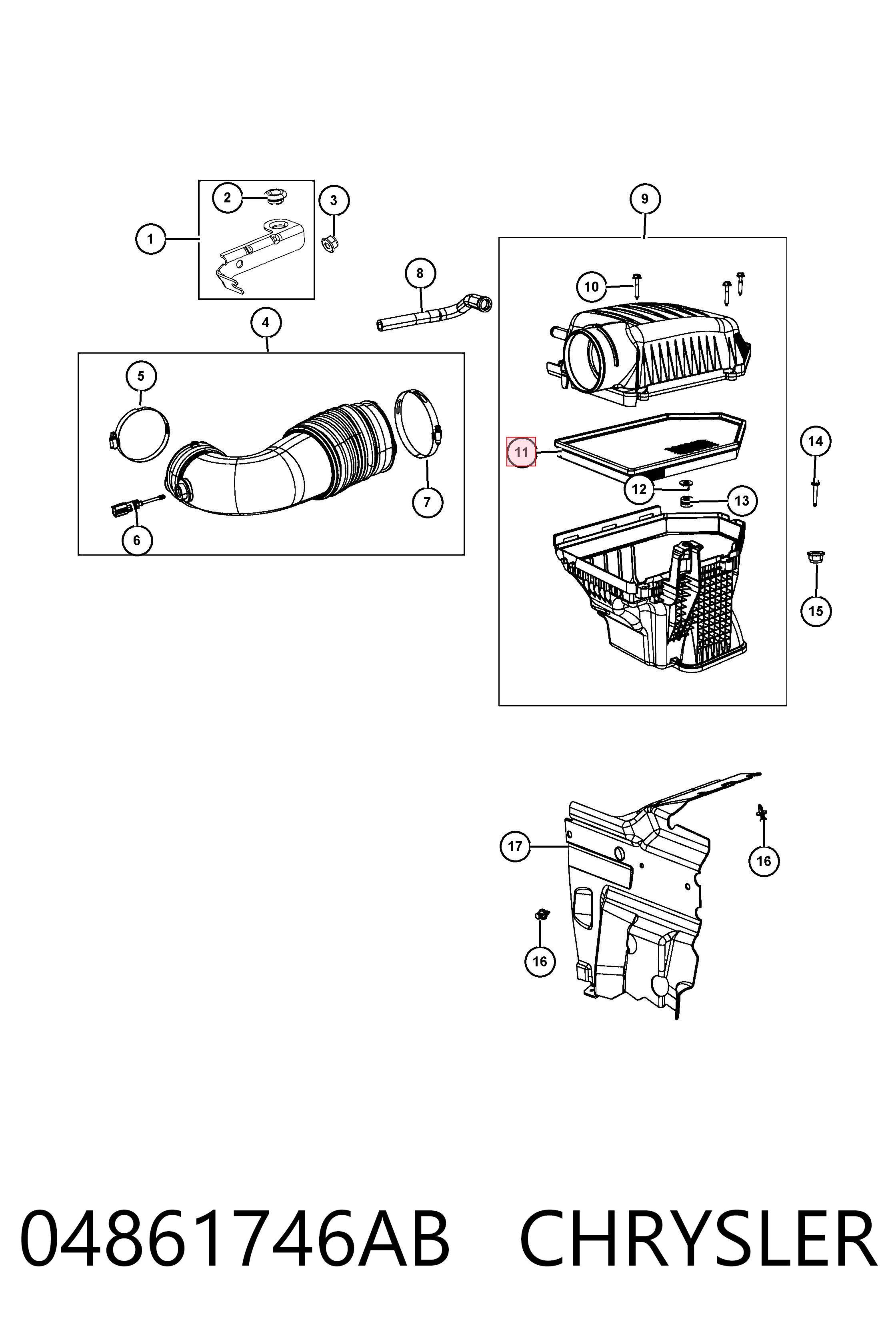 04861746AB Chrysler Filtr powietrza