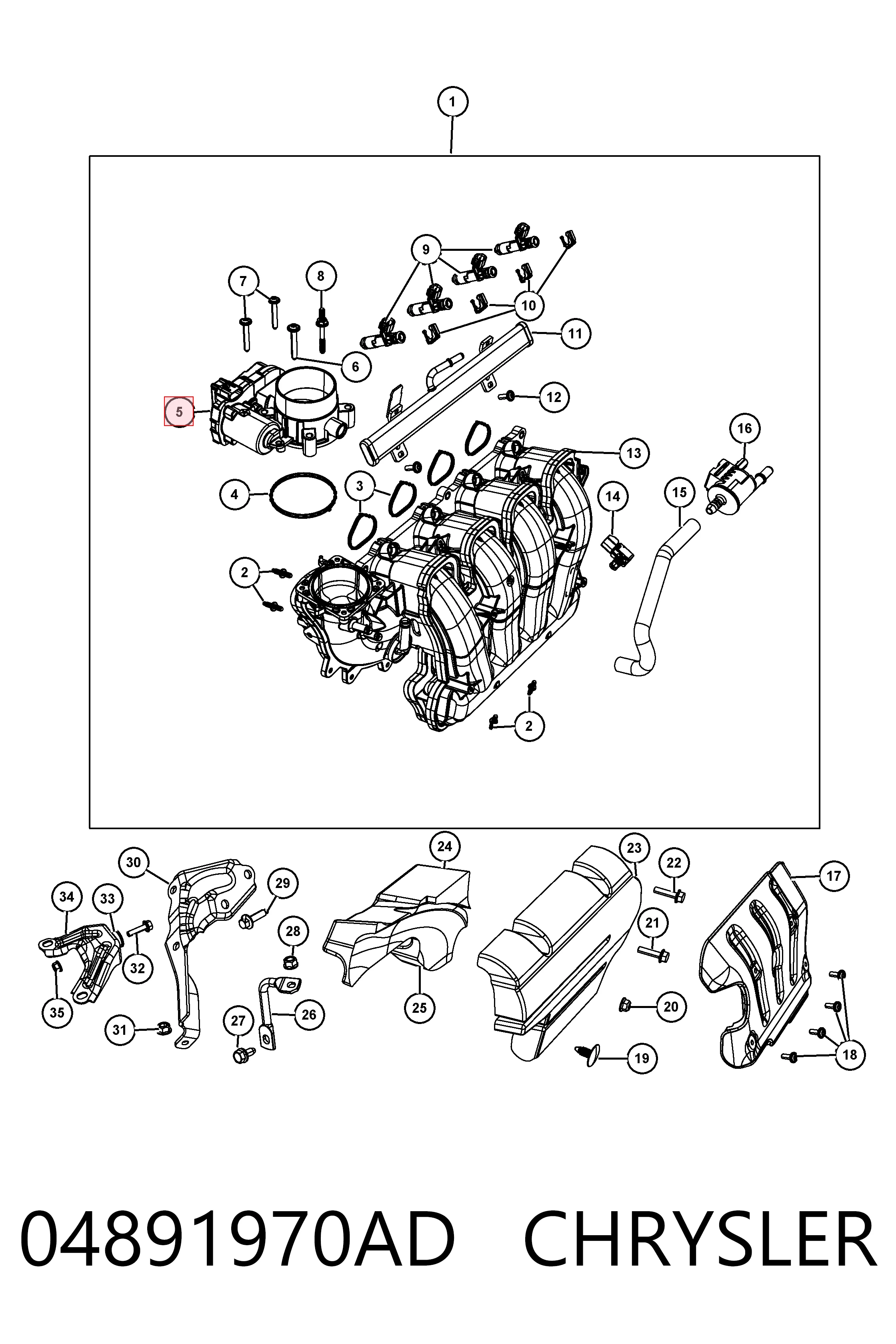04891970AD Chrysler Przepustnica, komplet
