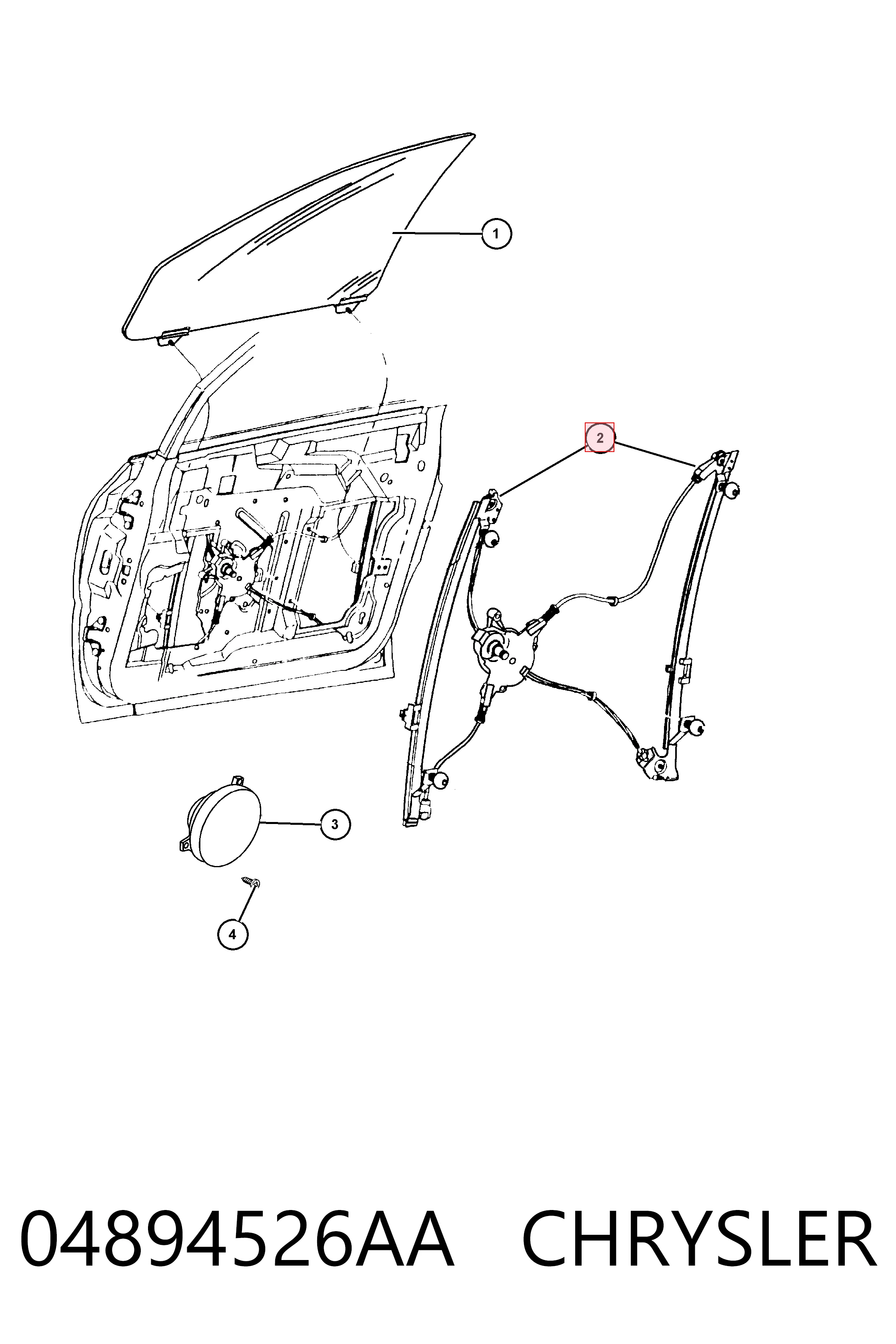 Mechanizm podnoszenia szyby drzwi przednich prawych do Chrysler Voyager III RG, RS