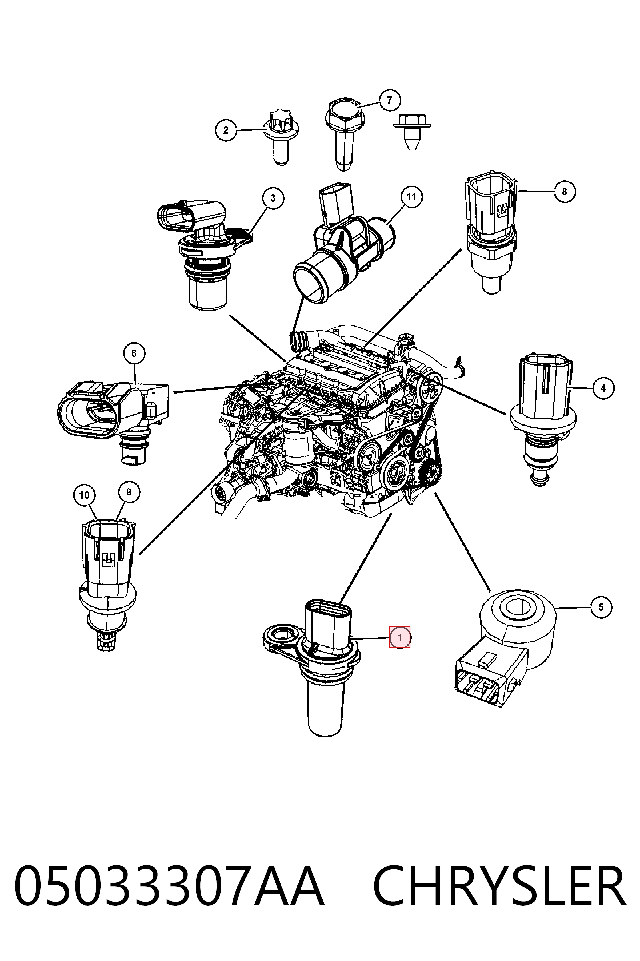 05033307AA Chrysler Czujnik położenia wału korbowego