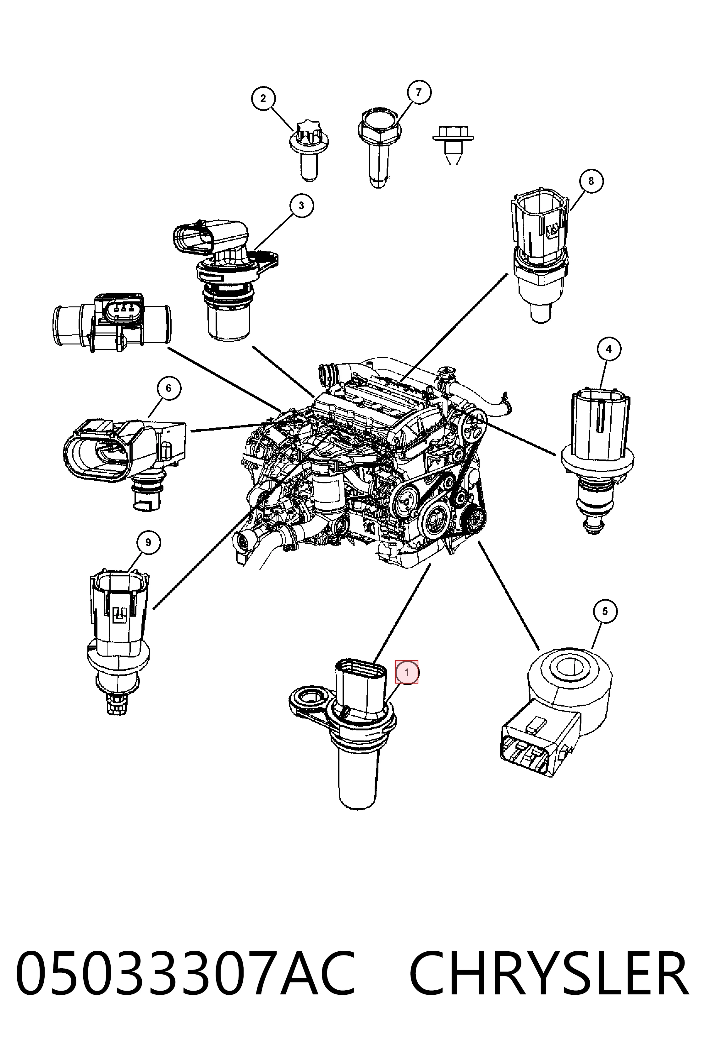 05033307AC Chrysler Czujnik położenia wału korbowego
