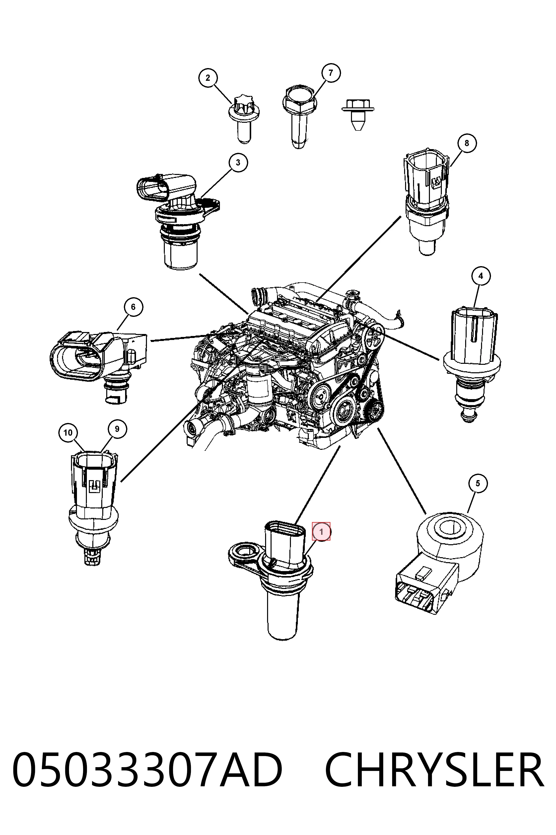 05033307AD Chrysler Czujnik położenia wału korbowego