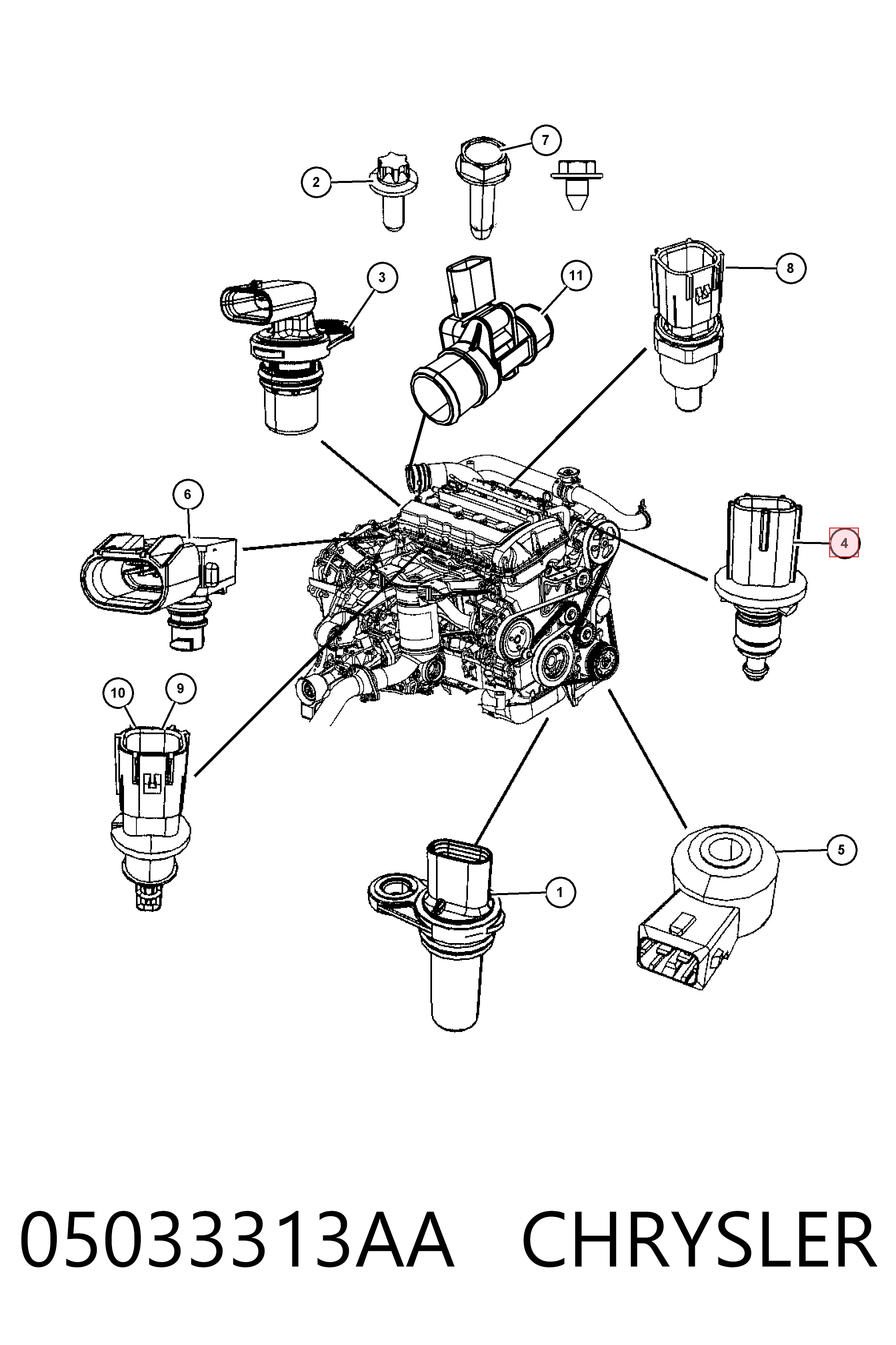 05033313AA Chrysler Czujnik temperatury płynu chłodzącego