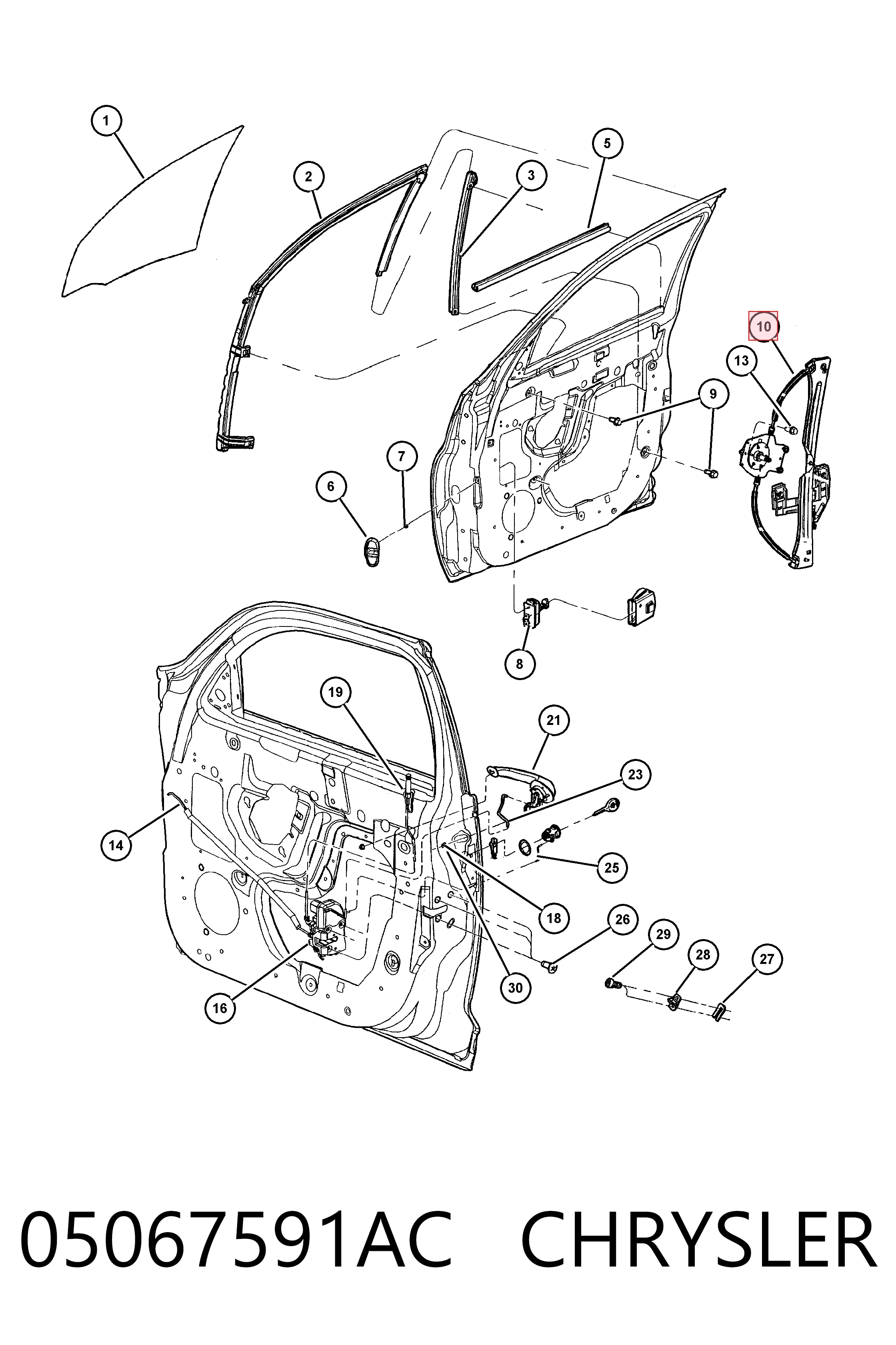 Mechanizm podnoszenia szyby drzwi przednich lewych do Chrysler PT Cruiser  