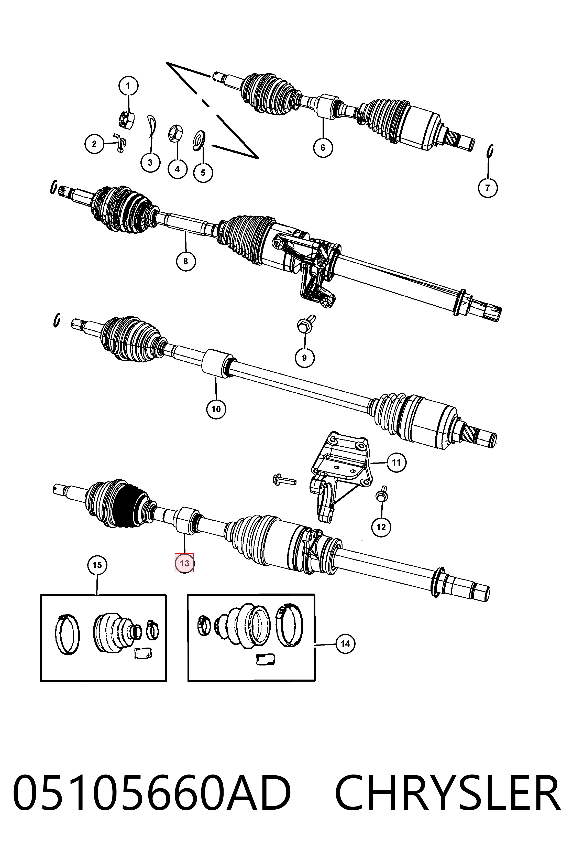Do koszyka K05105660AG Fiat/Alfa/Lancia Półoś napędowa przednia prawa