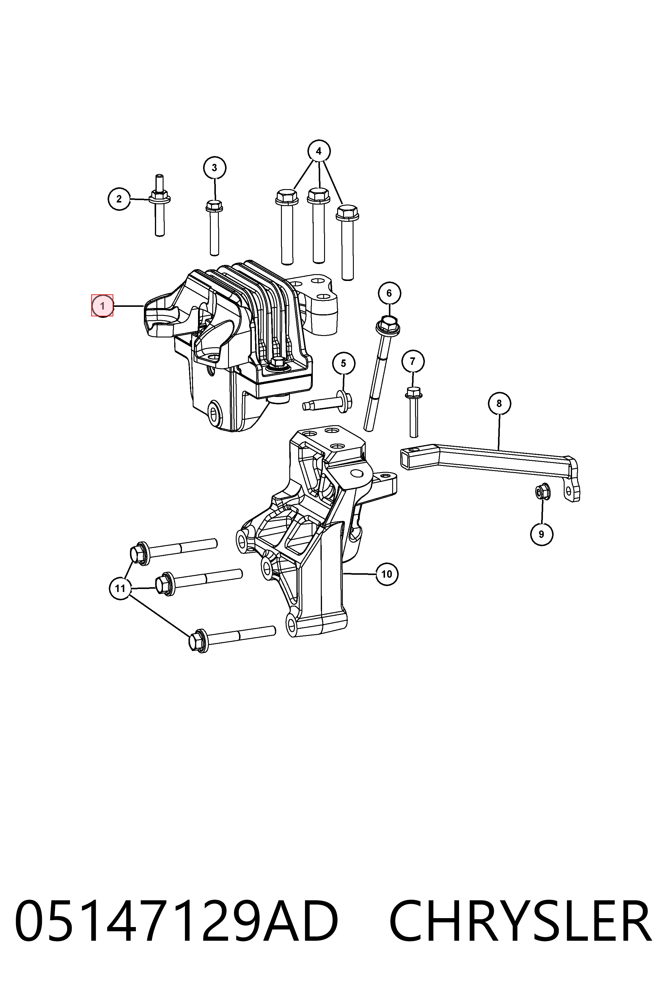 05147129AD Chrysler Poduszka (podpora) silnika prawa