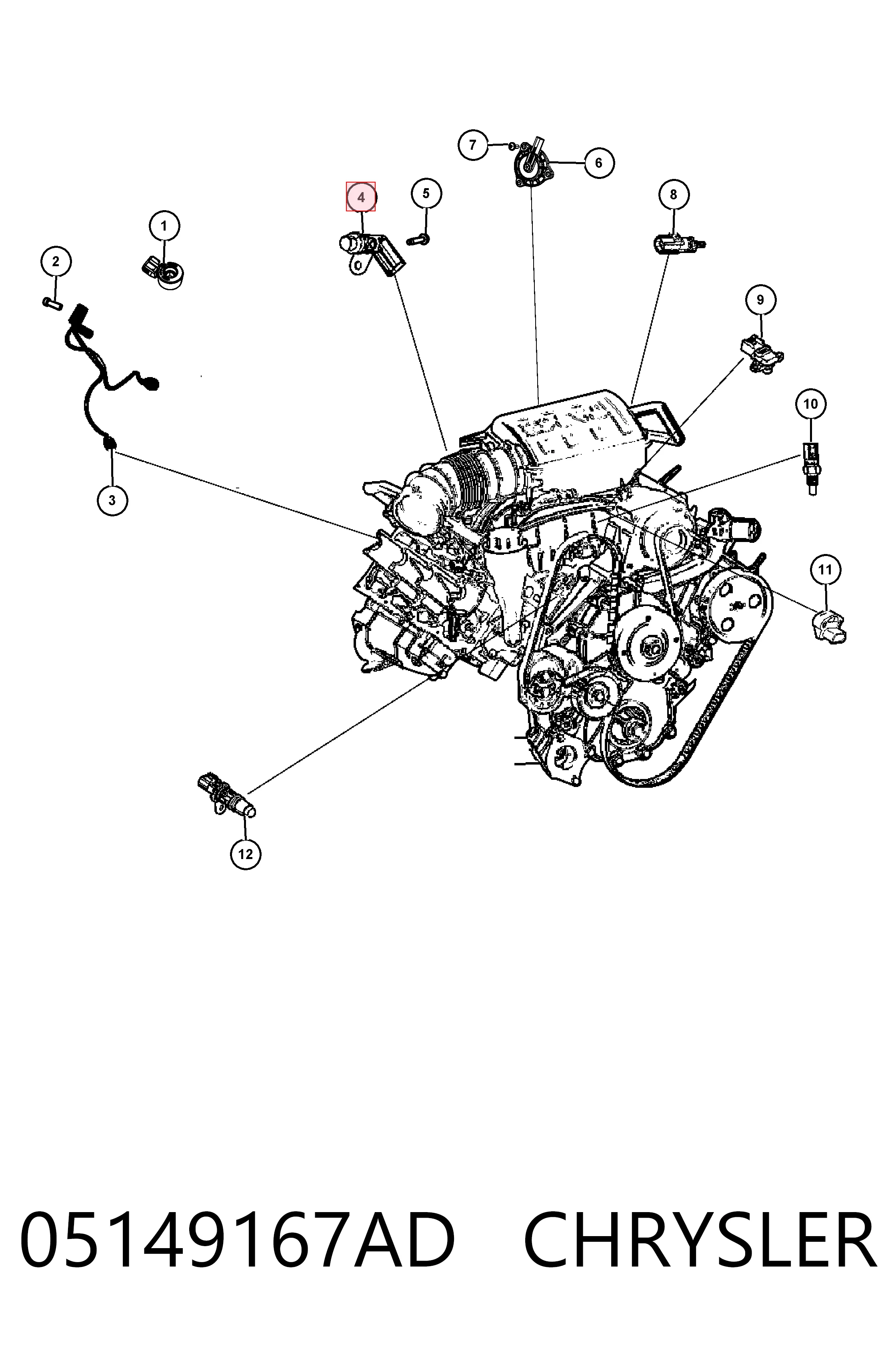 05149167AD Chrysler Czujnik położenia wału korbowego