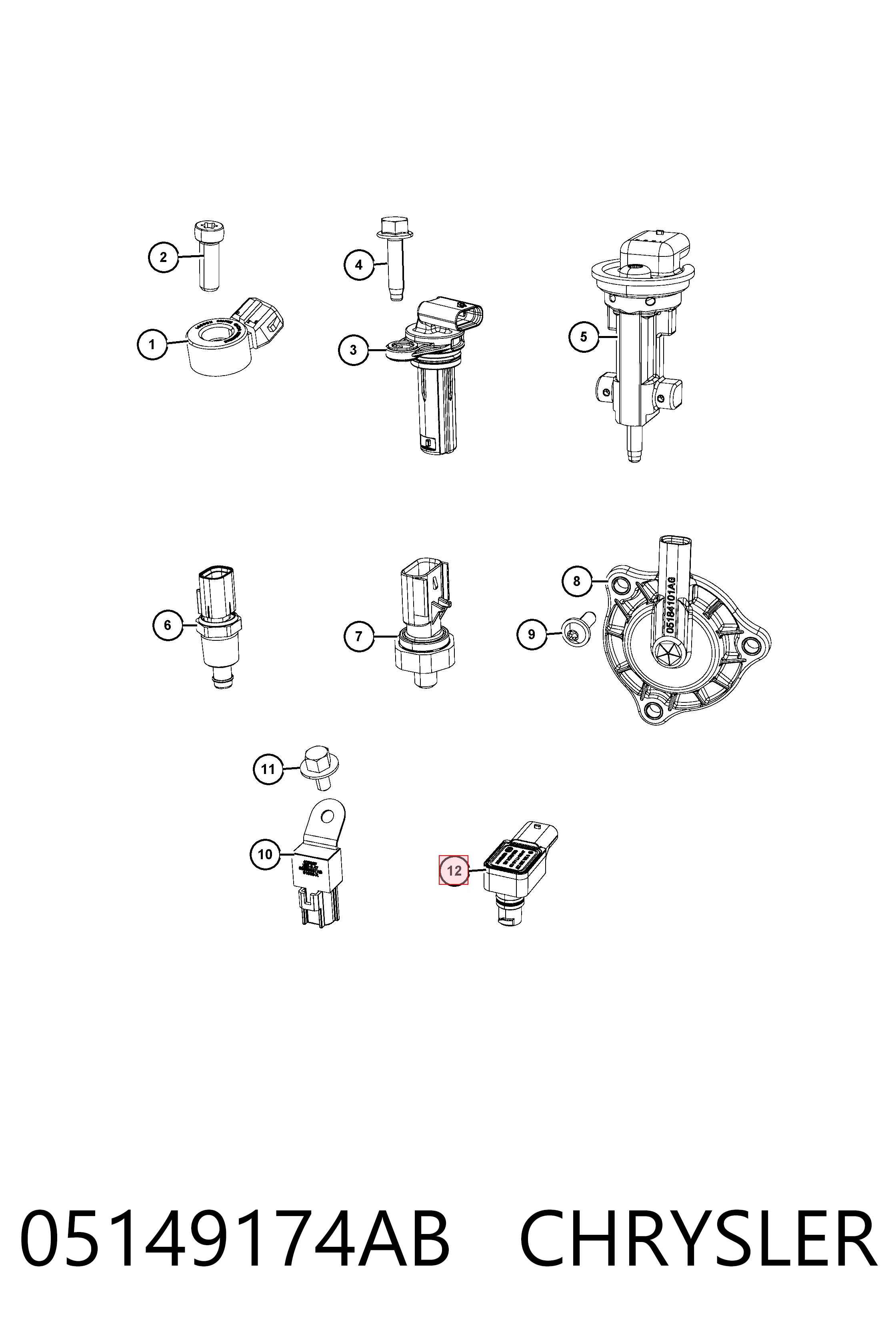 05149174AB Chrysler Czujnik ciśnienia w kolektorze ssącym, MAP