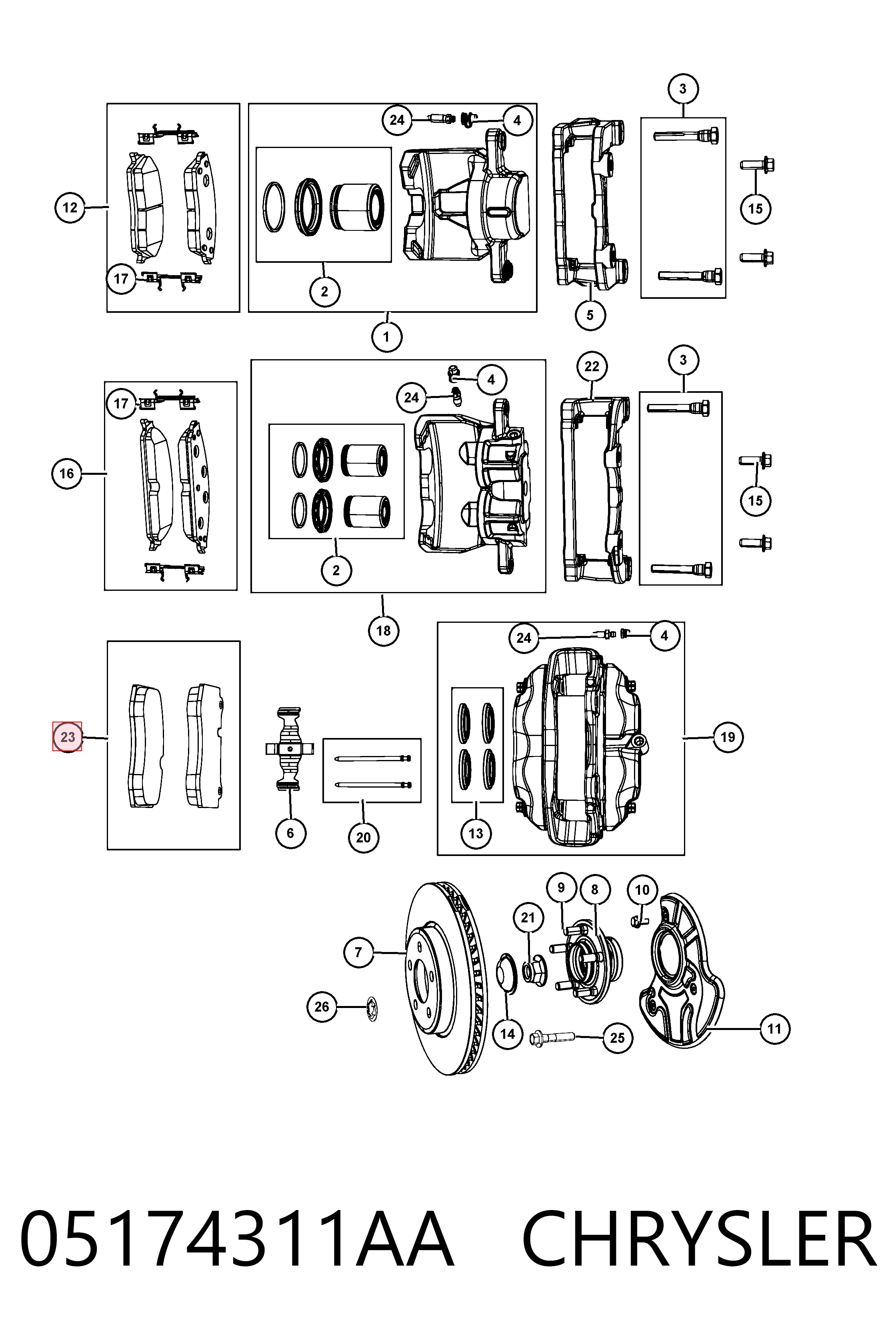 Klocki hamulcowe przednie tarczowe Fiat/Alfa/Lancia K05174311AC