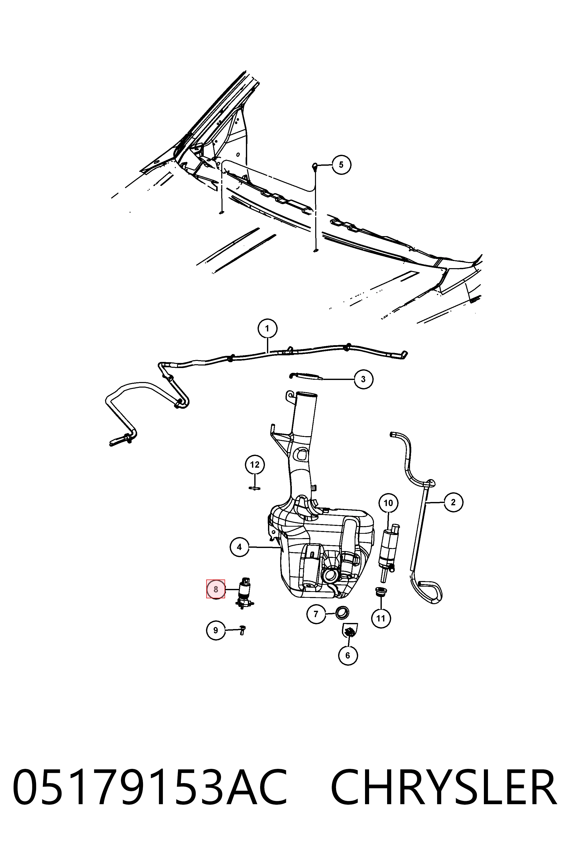05179153AC Chrysler Pompka spryskiwacza szyby przedniej