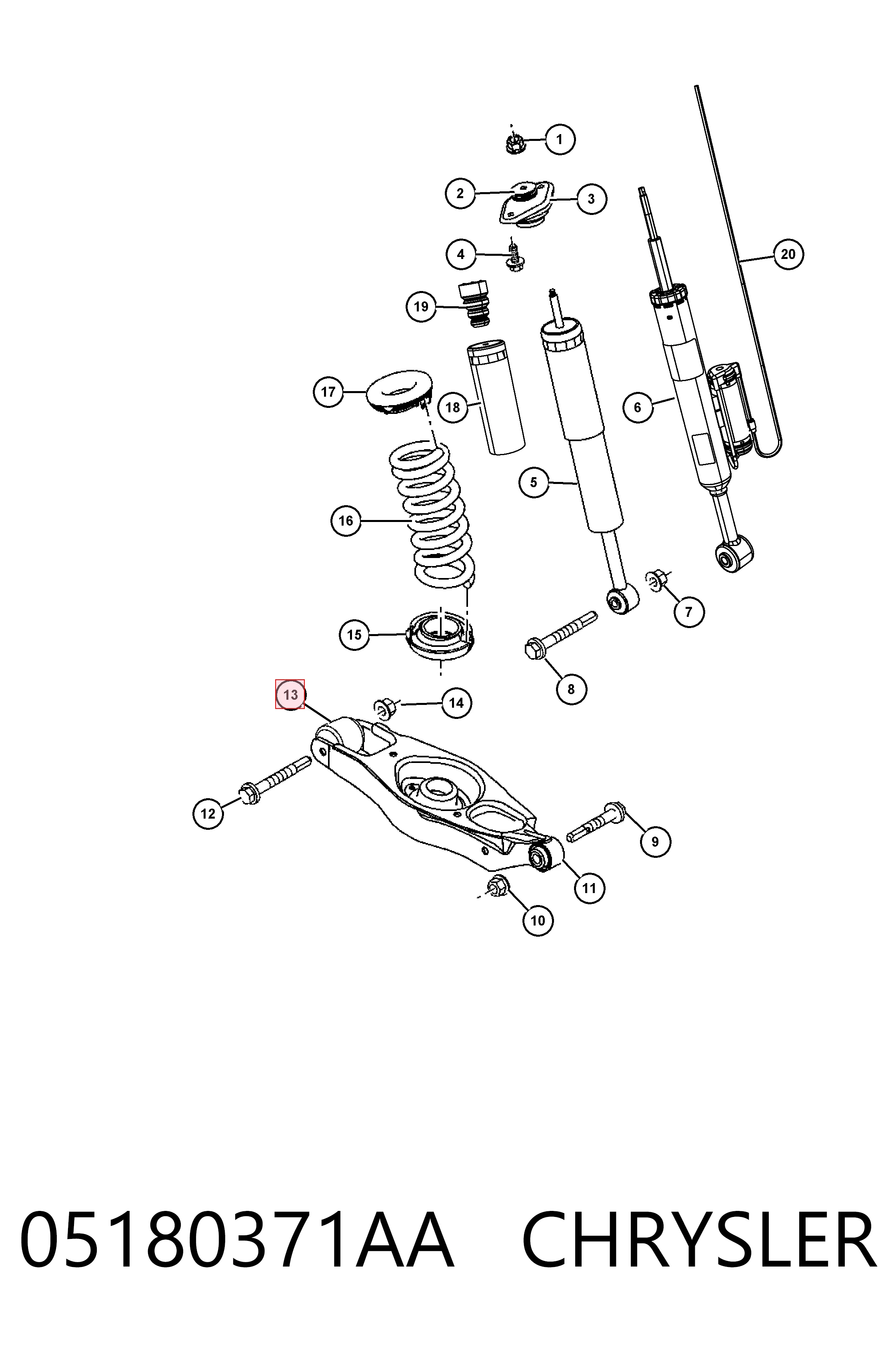 05180371AA Chrysler Silentblock wahacza tylnego dolnego