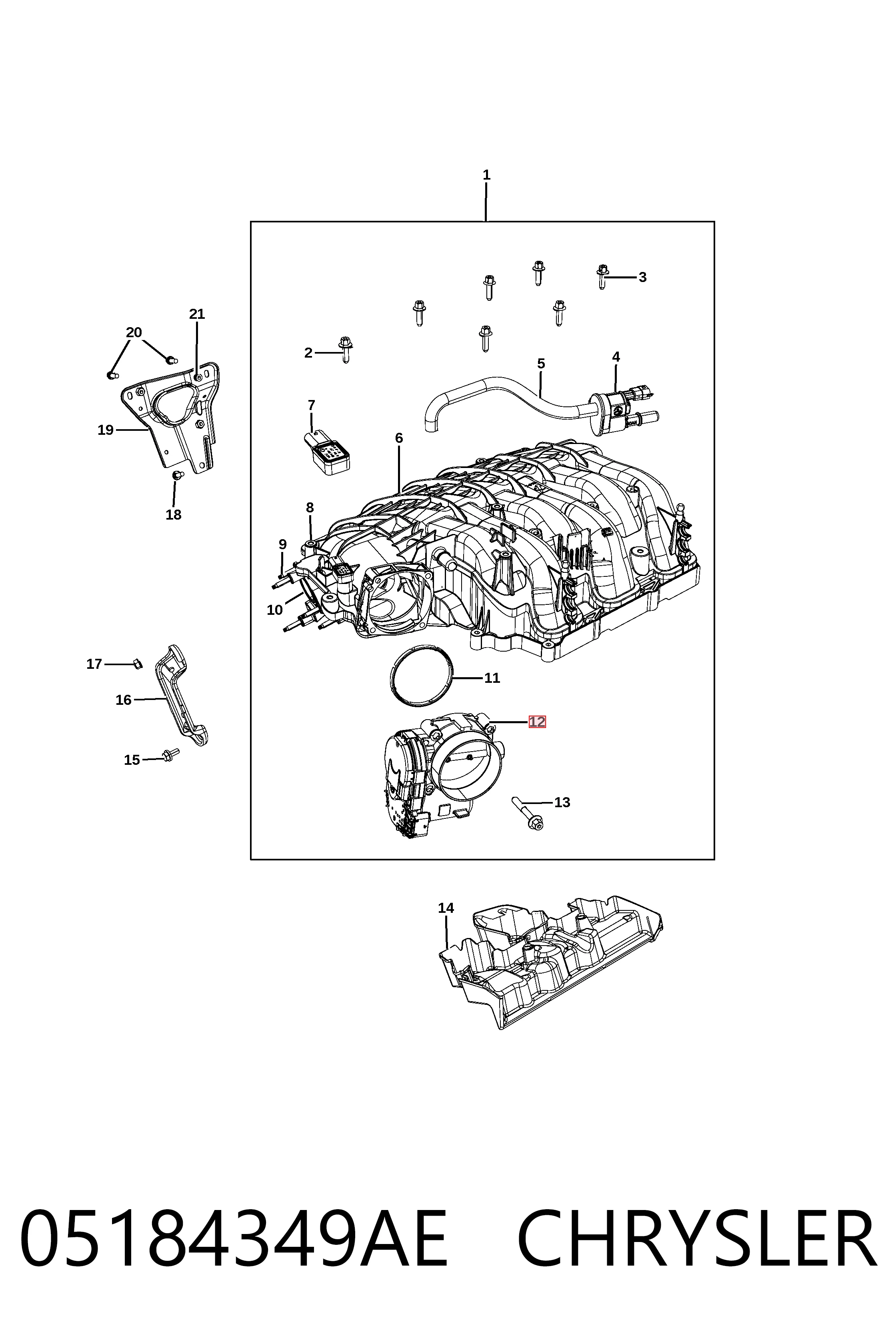 05184349AE Chrysler Przepustnica, komplet