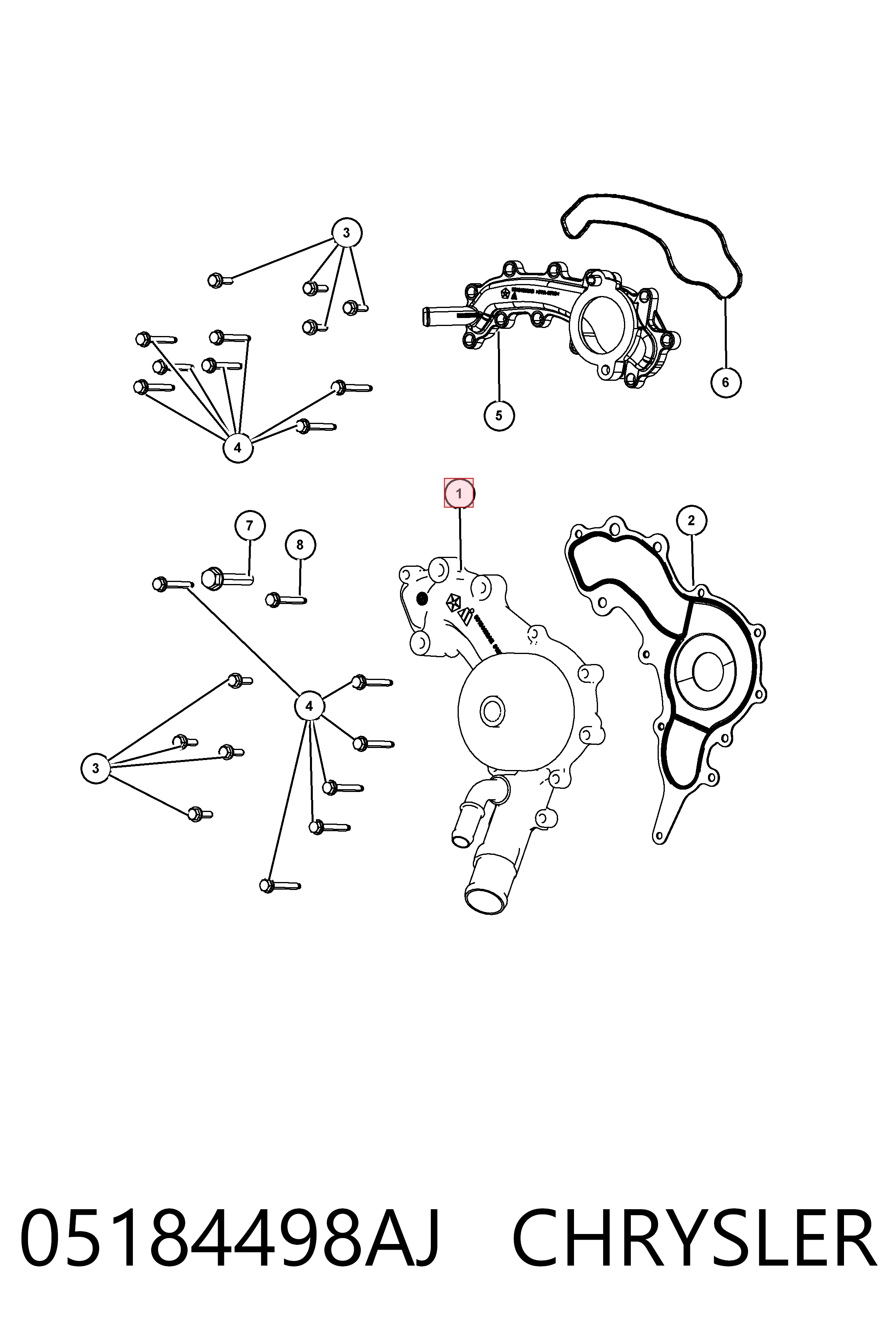 05184498AJ Chrysler Pompa chłodząca wodna