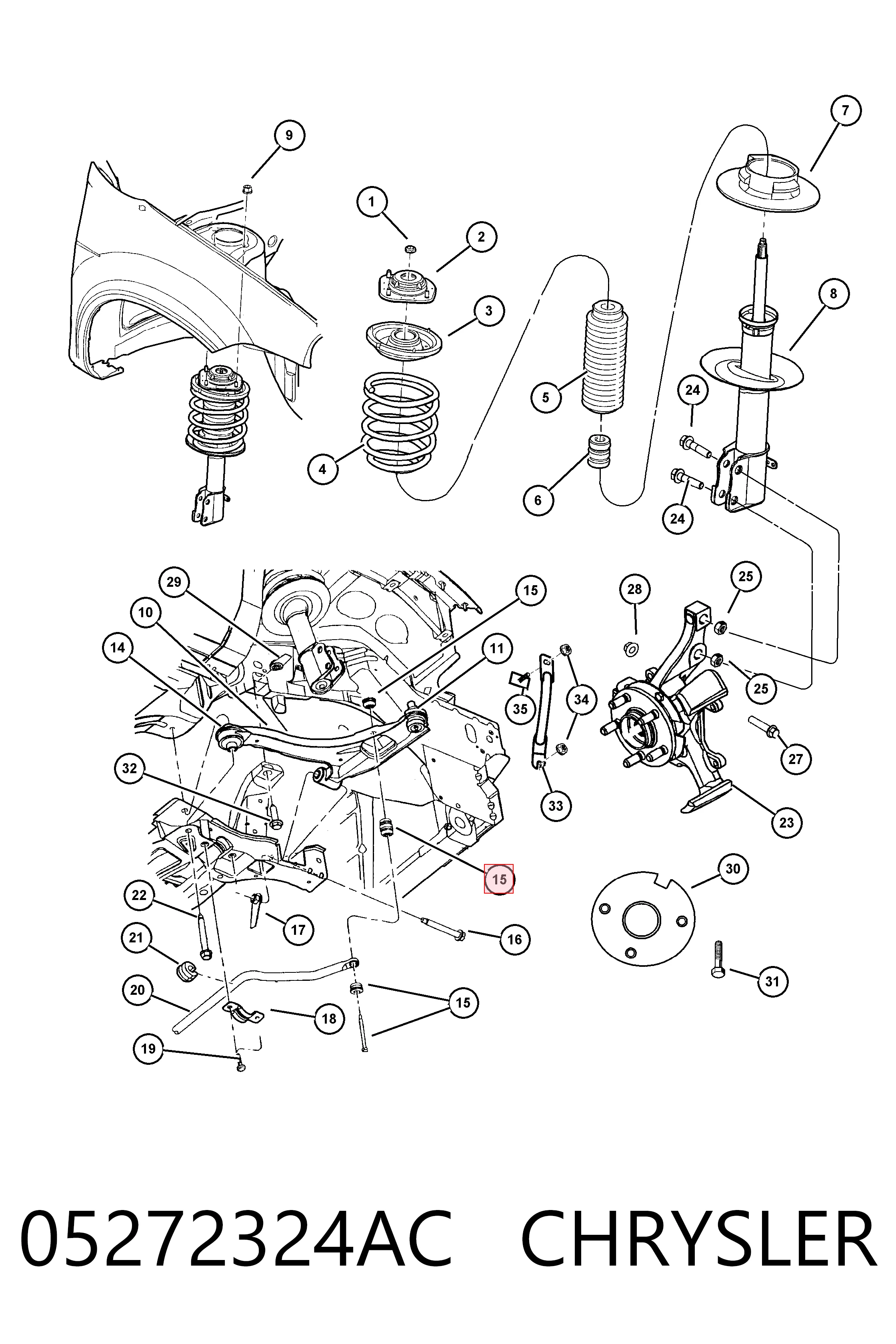 05272324AC Chrysler Łącznik stabilizatora przedniego