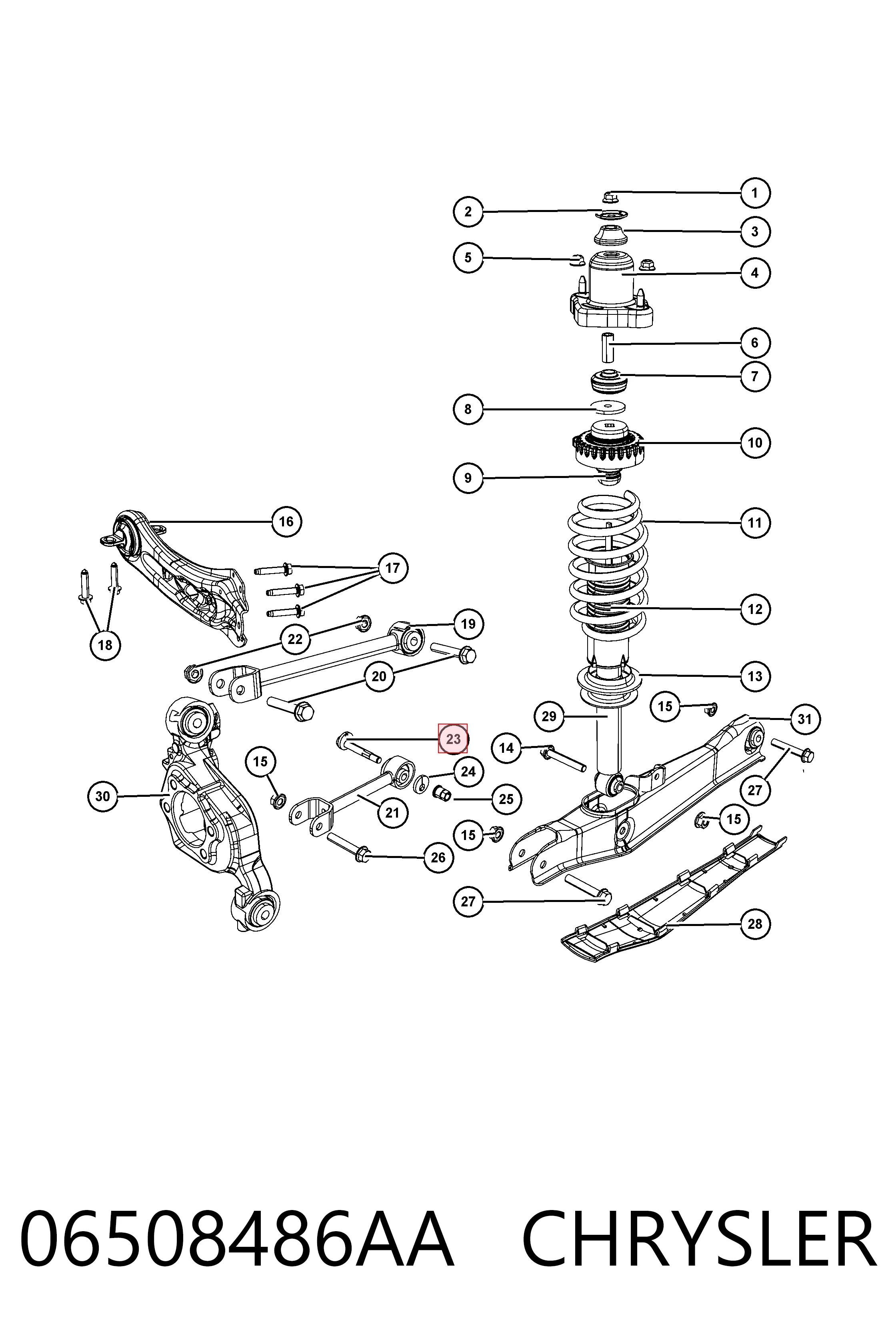 06508486AA Chrysler Śruba mocowania wahacza tylnego dolnego wewnętrzna