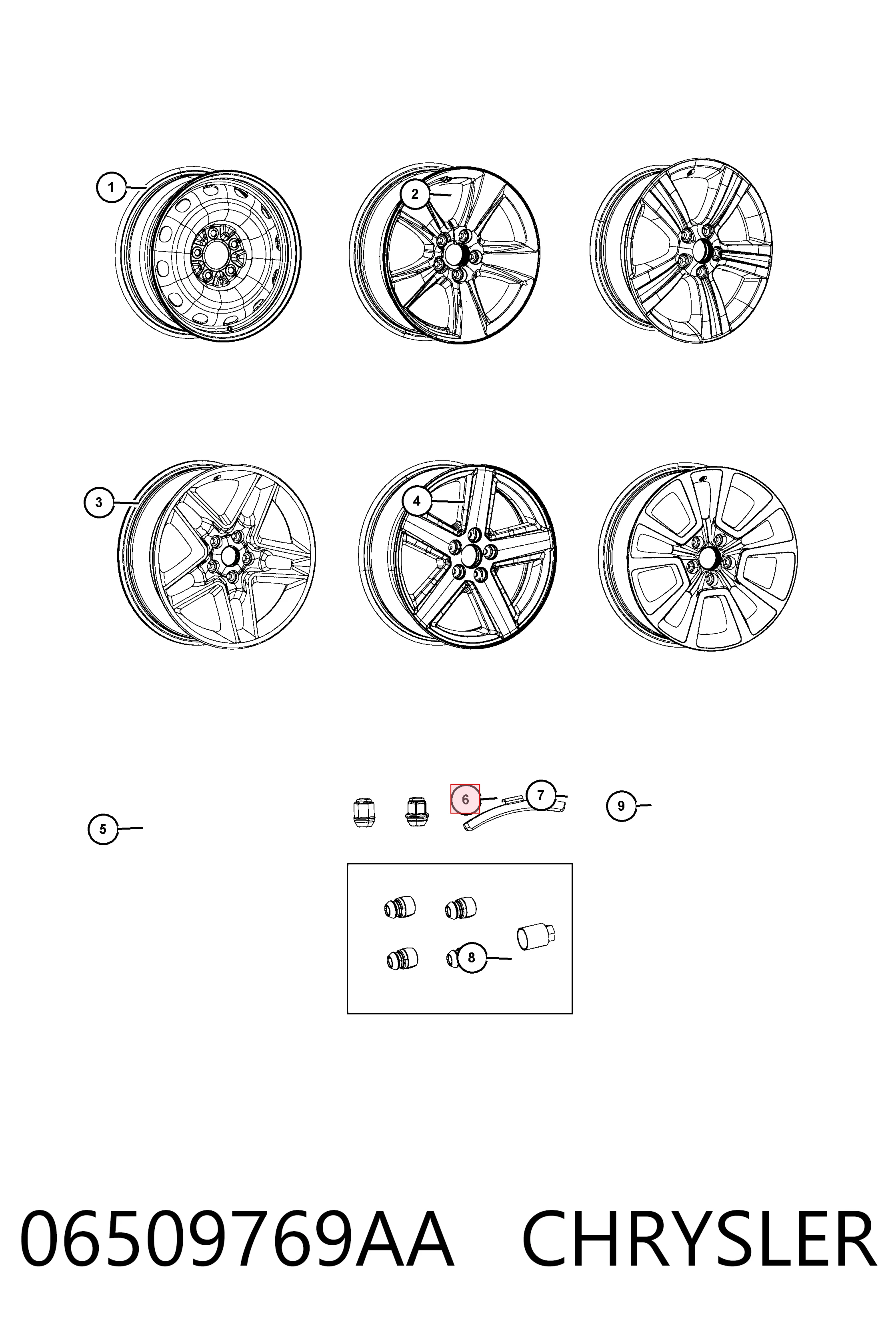 Nakrętka koła Fiat/Alfa/Lancia K06509769AA cena, od 4,91 USD