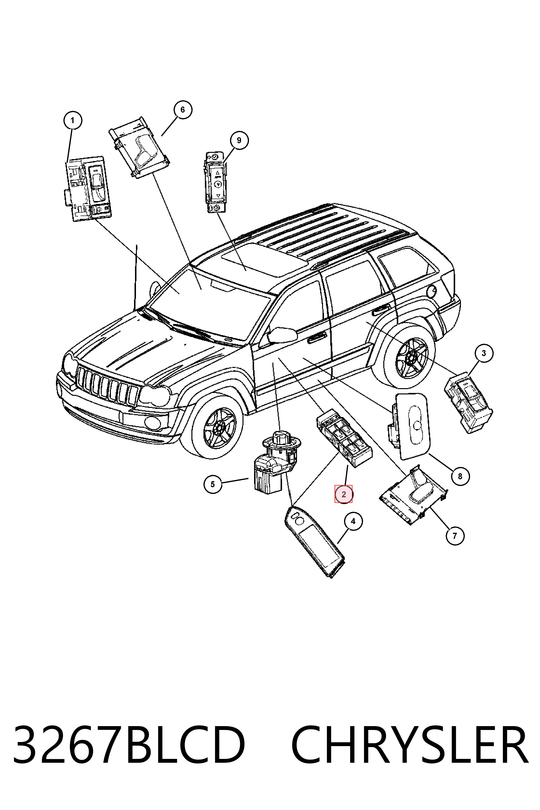 Panel przyciskowy sterowania podnośnikiem szyby przedni lewy K04602789AA Fiat/Alfa/Lancia