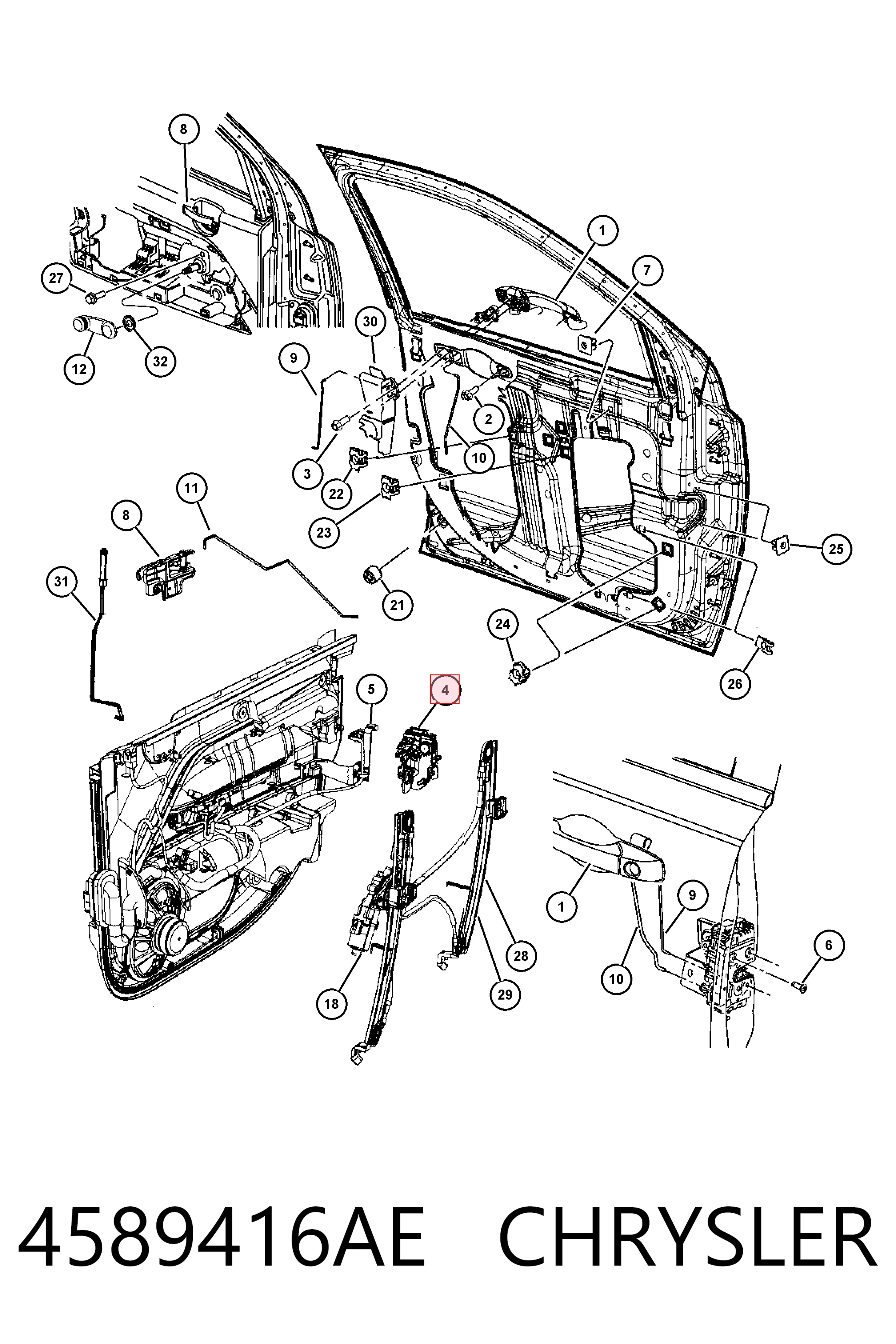 Zamek drzwi przednich prawych Dodge Caliber SXT SUV (PM) (2009 - 2012) cena, od 71,86 USD
