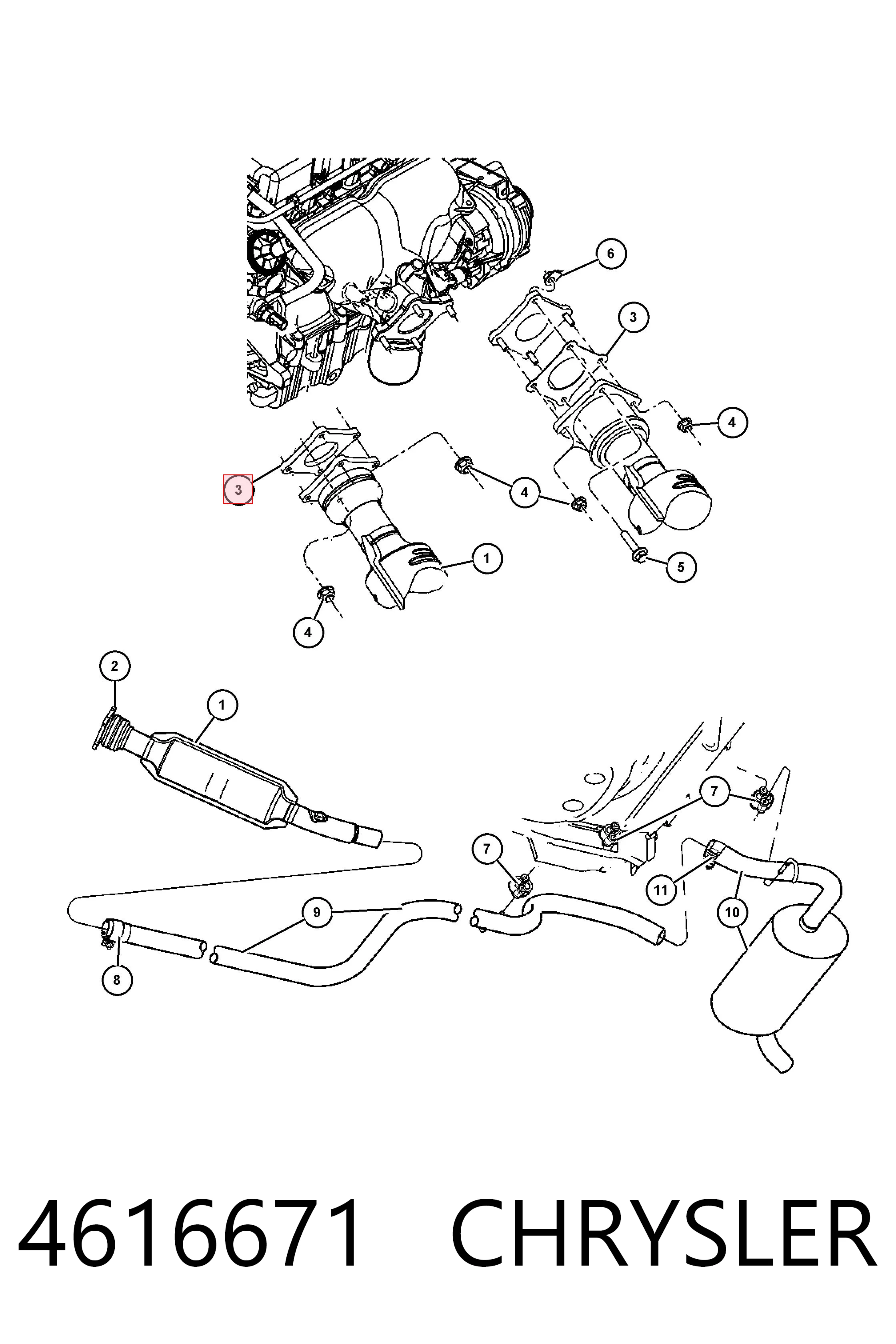 4616671 Chrysler Uszczelka rury odbiornika tłumika