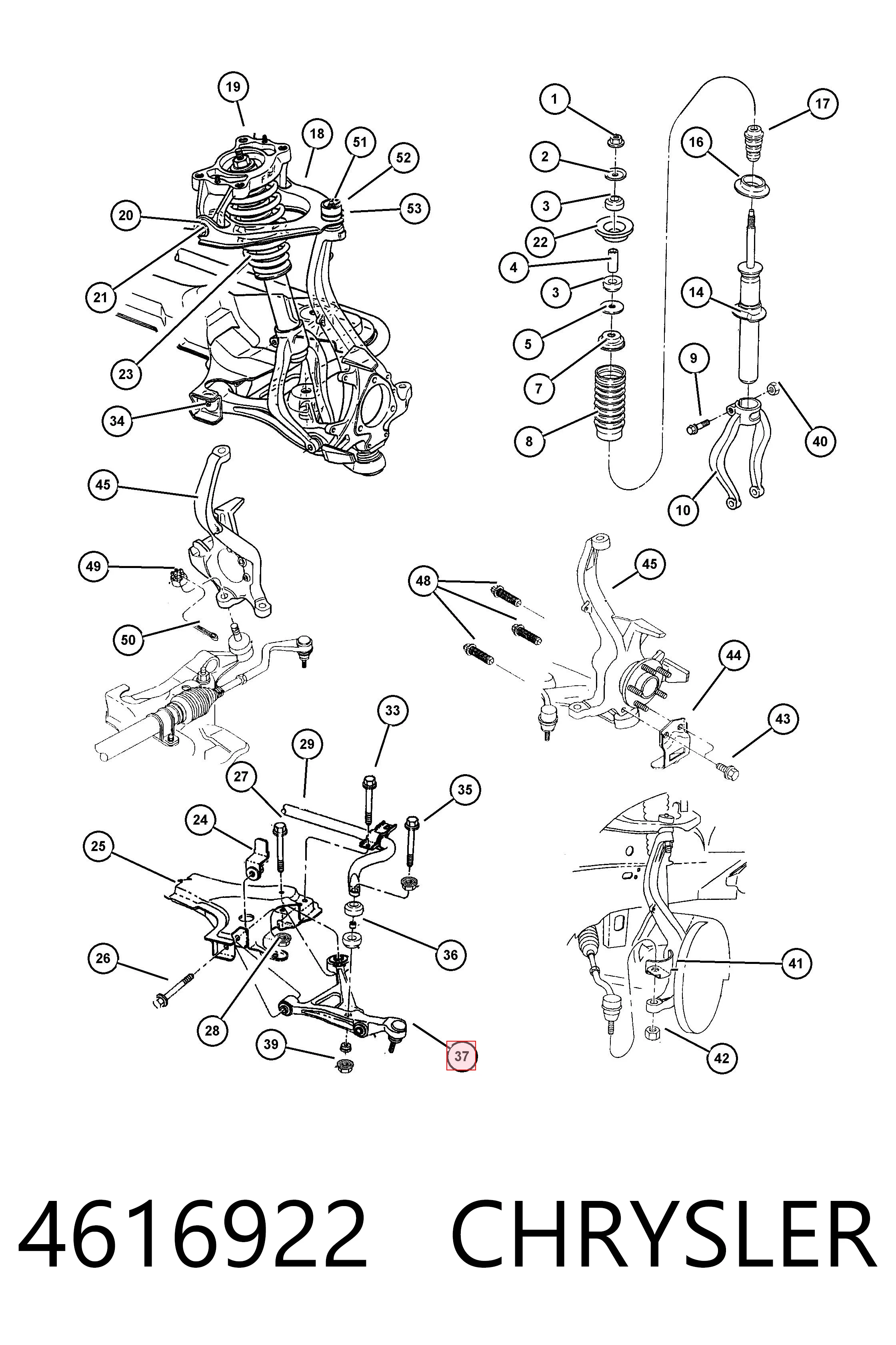 4616922 Chrysler Wahacz zawieszenia przedniego dolny prawy