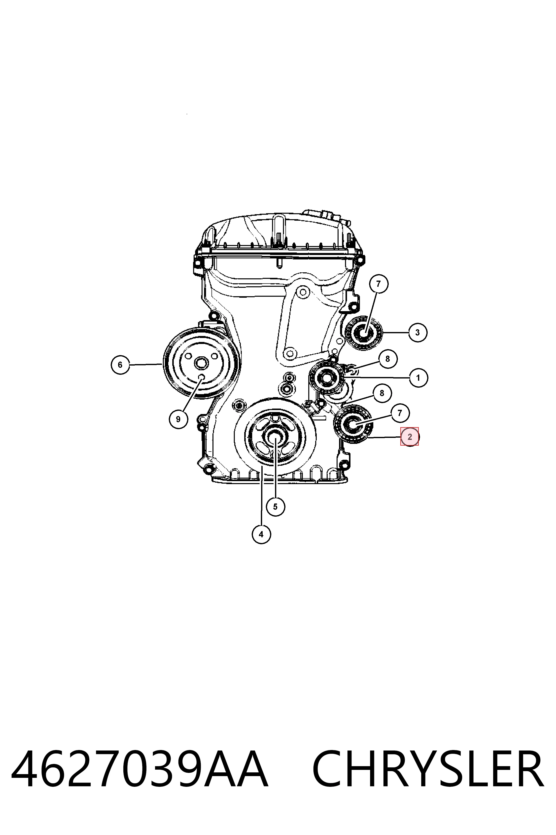 4627039AA Chrysler Rolka prowadząca, kierunkowa paska napędowego