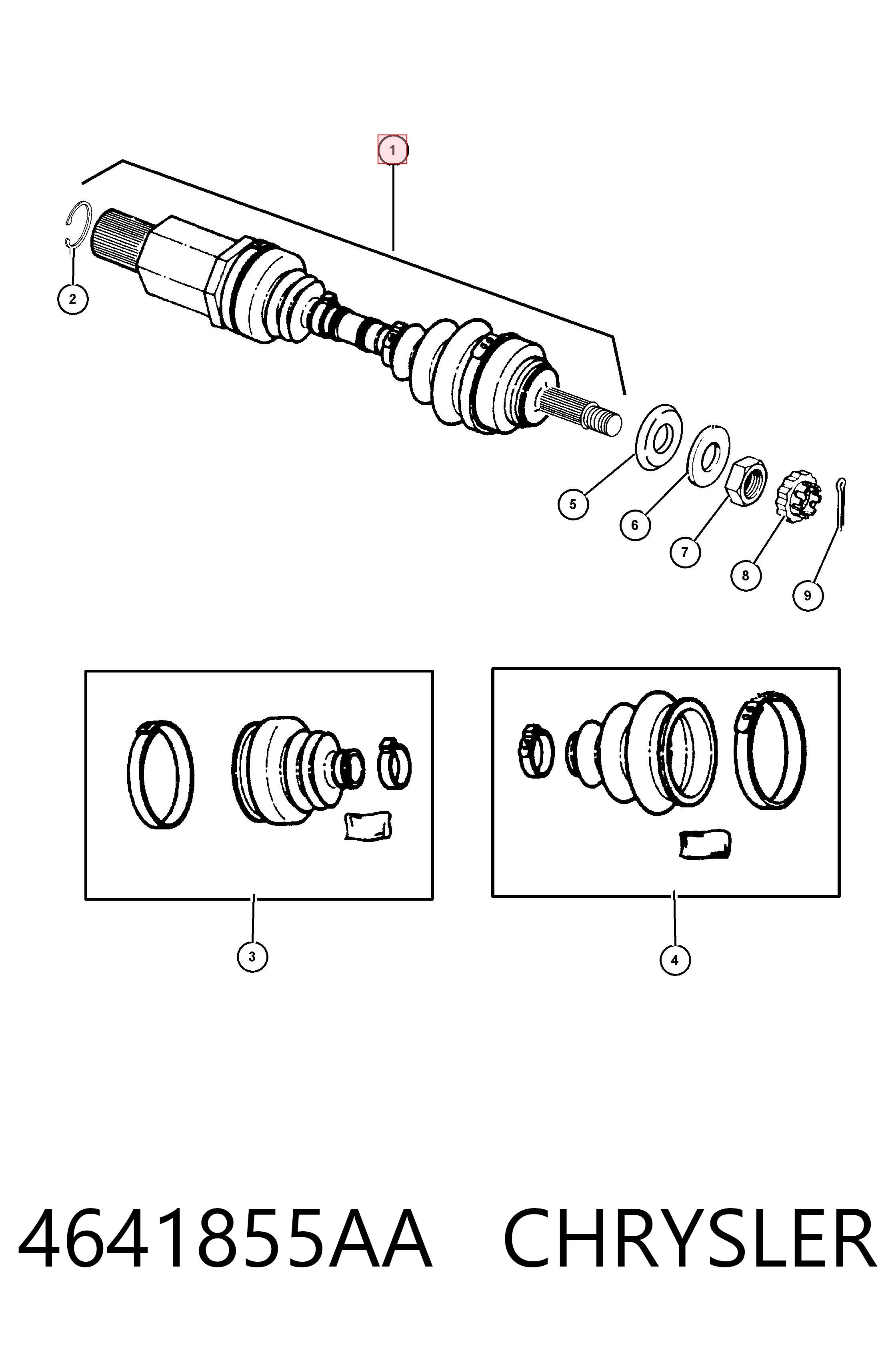 4641855AA Chrysler Półoś napędowa przednia lewa