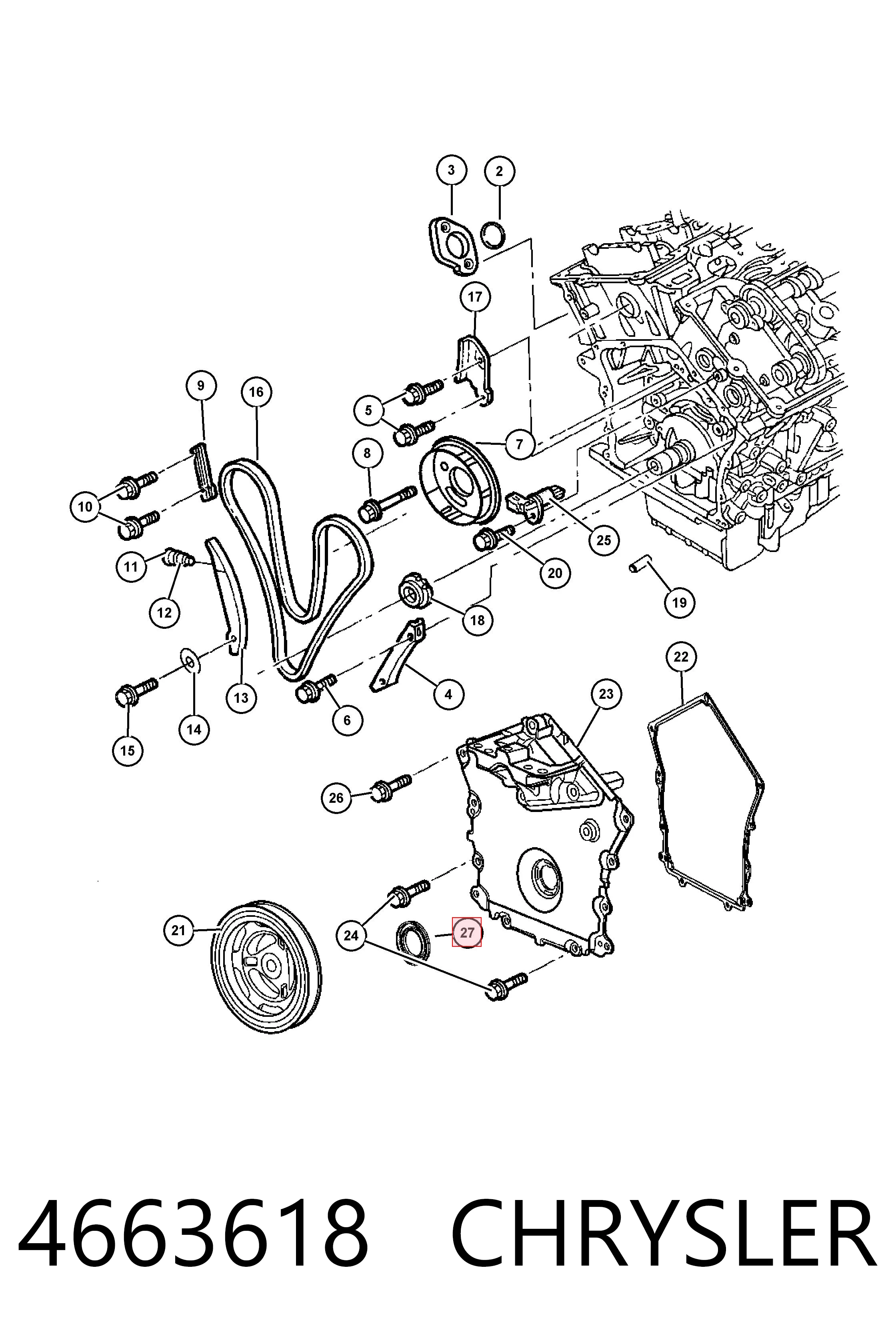 4663618 Chrysler Uszczelniacz wału korbowego przedni