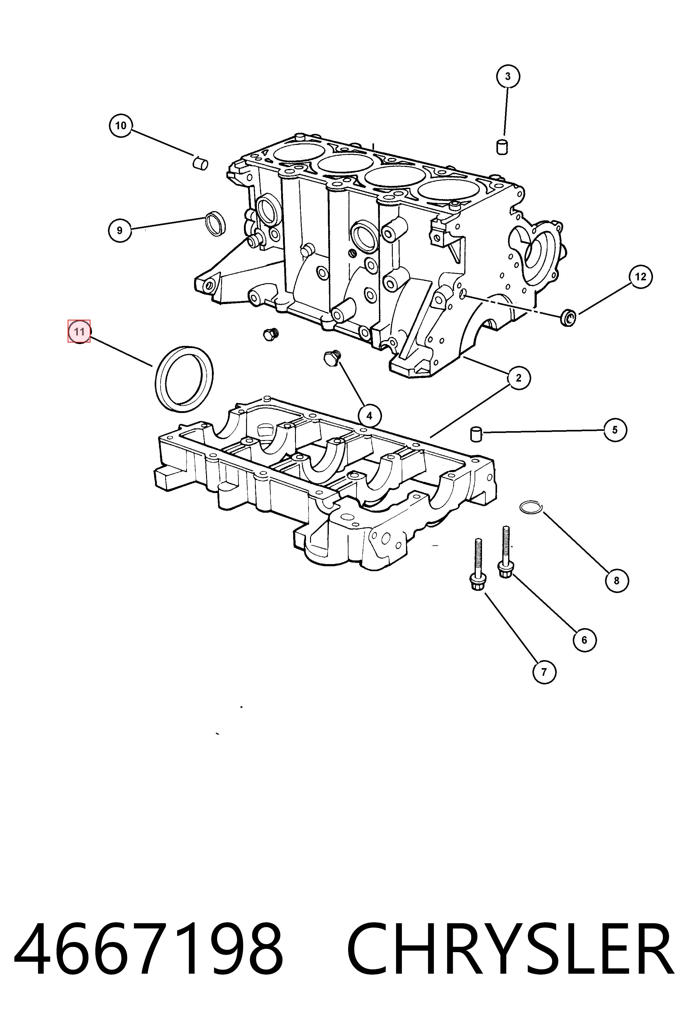 Uszczelniacz wału korbowego przedni K04667198 Fiat/Alfa/Lancia