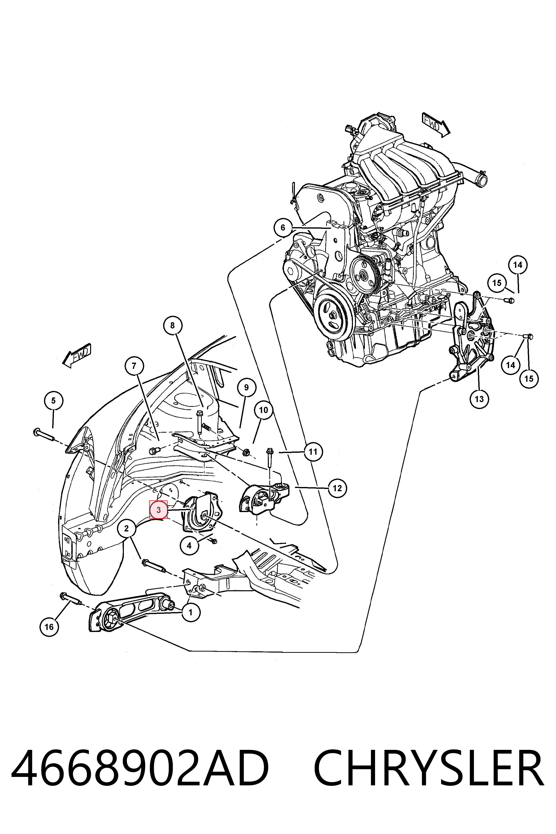 4668902AD Chrysler Poduszka (podpora) silnika tylna