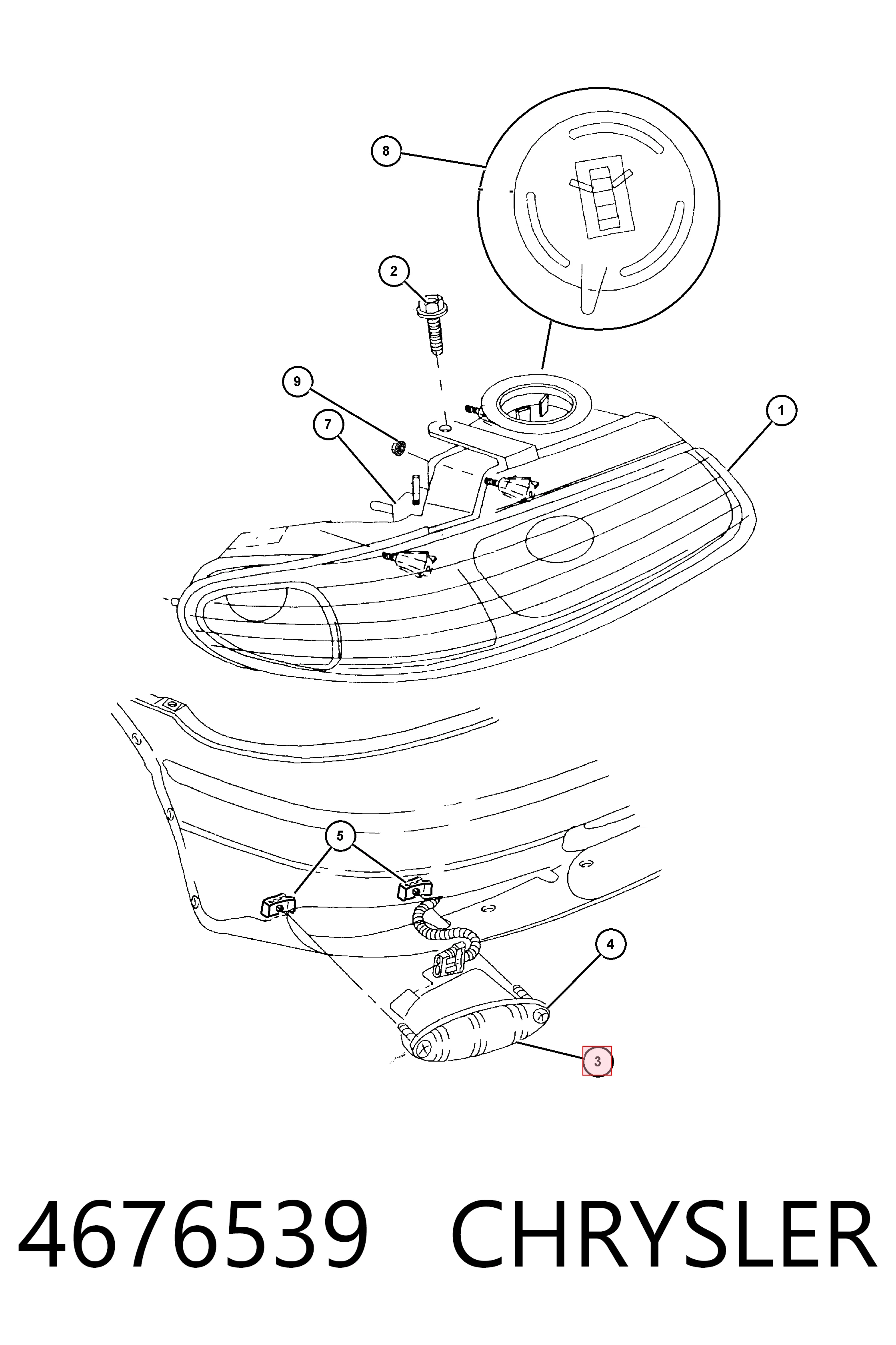 Lampa przeciwmgielna lewa do Chrysler Voyager II GS 