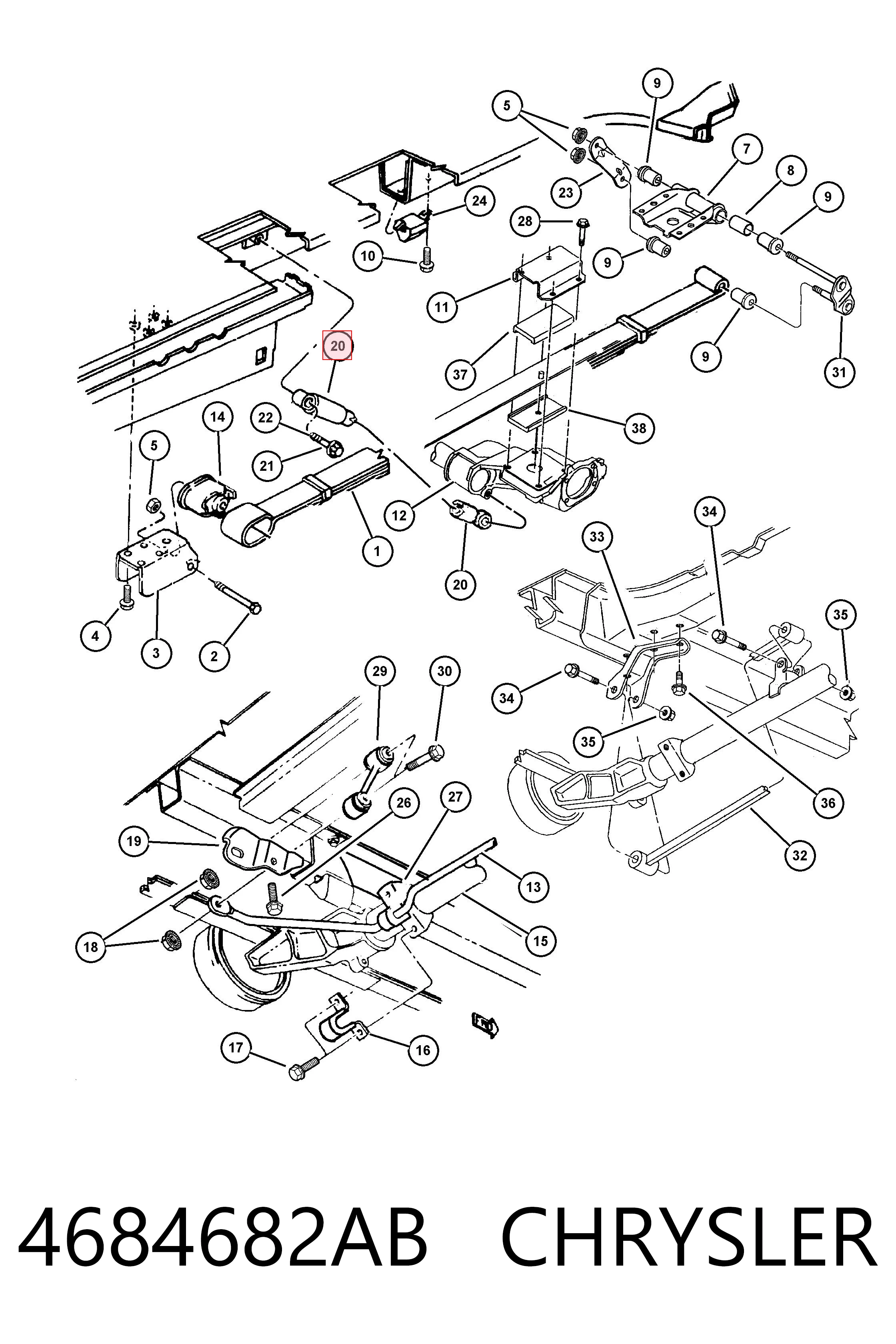 4684682AB Chrysler Amortyzator tylny