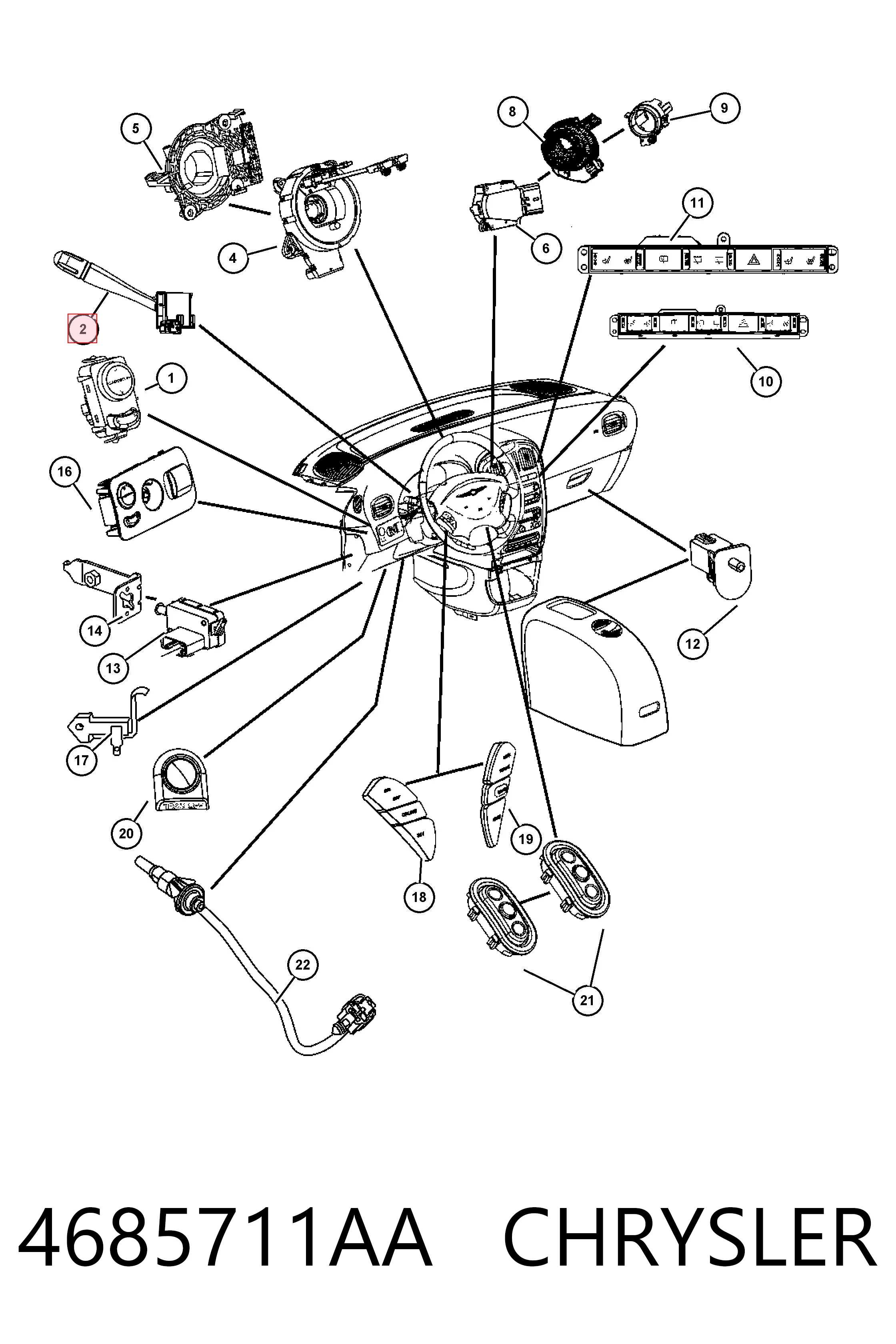 Przełącznik zespolony prawy Fiat/Alfa/Lancia K04685711AC