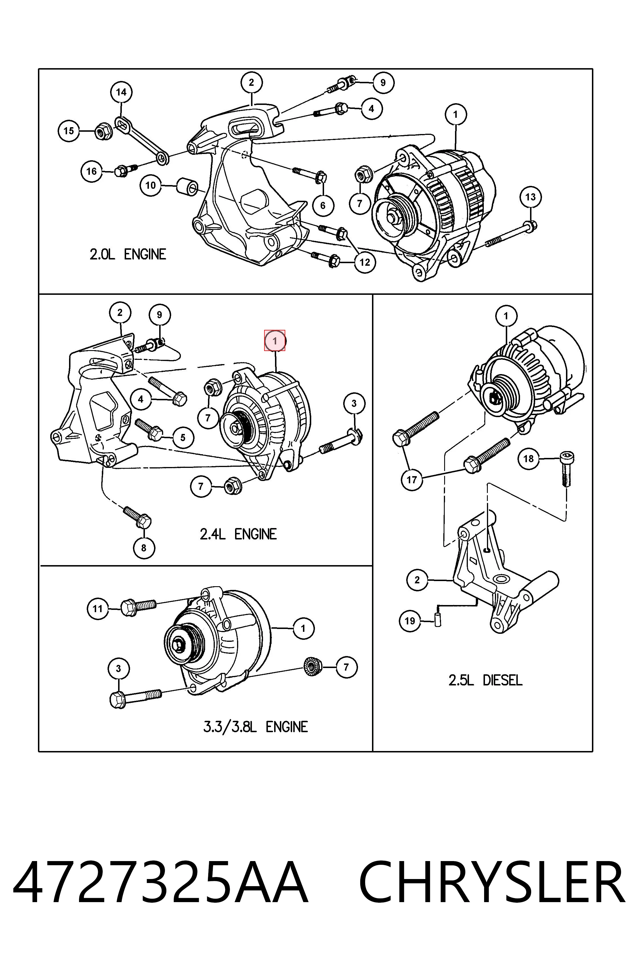4727325AA Chrysler Alternator