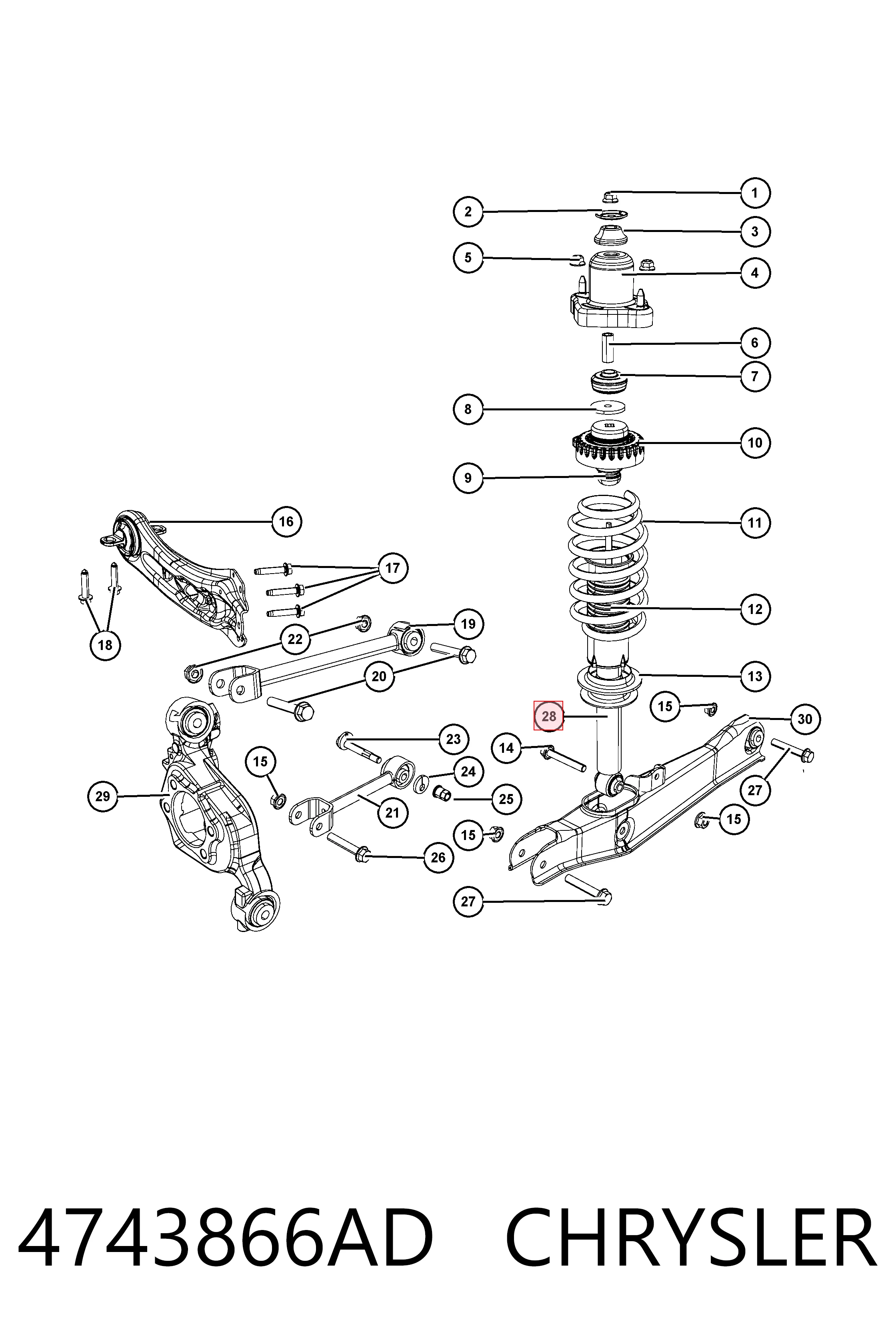 4743866AD Chrysler Amortyzator tylny