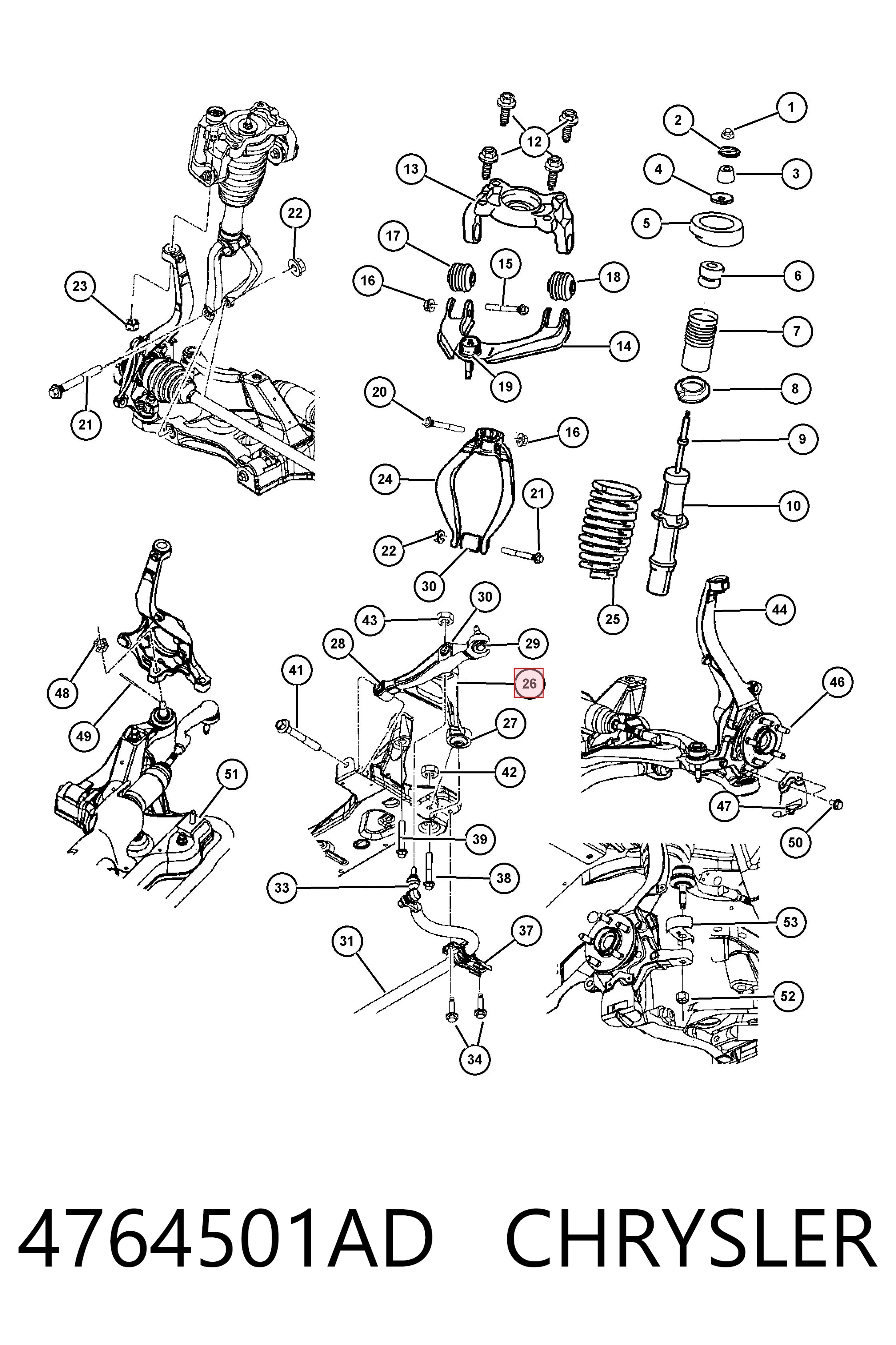 4764501AD Chrysler Wahacz zawieszenia przedniego dolny lewy