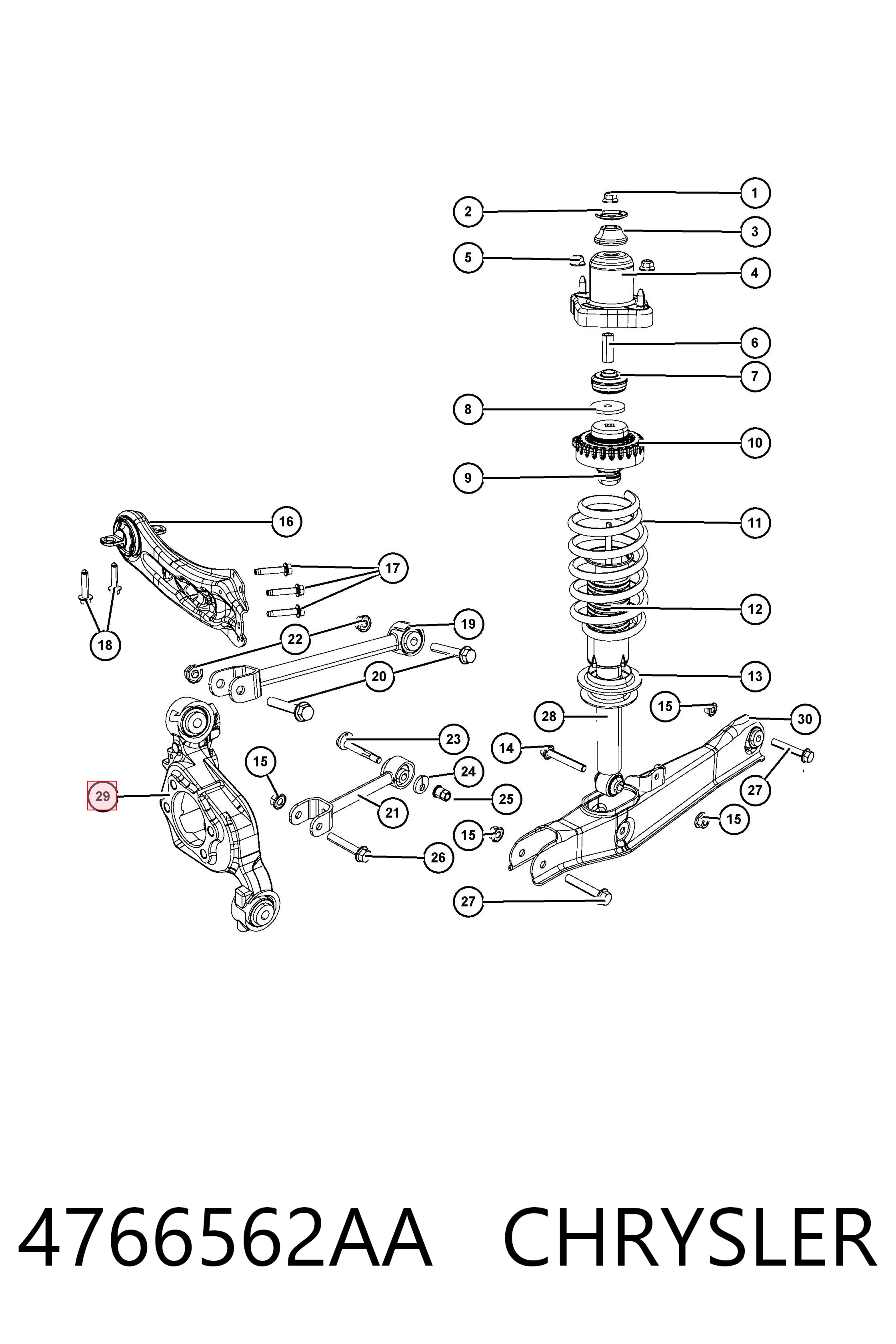 4766562AA Chrysler Czop (zwrotnica) tylny prawy