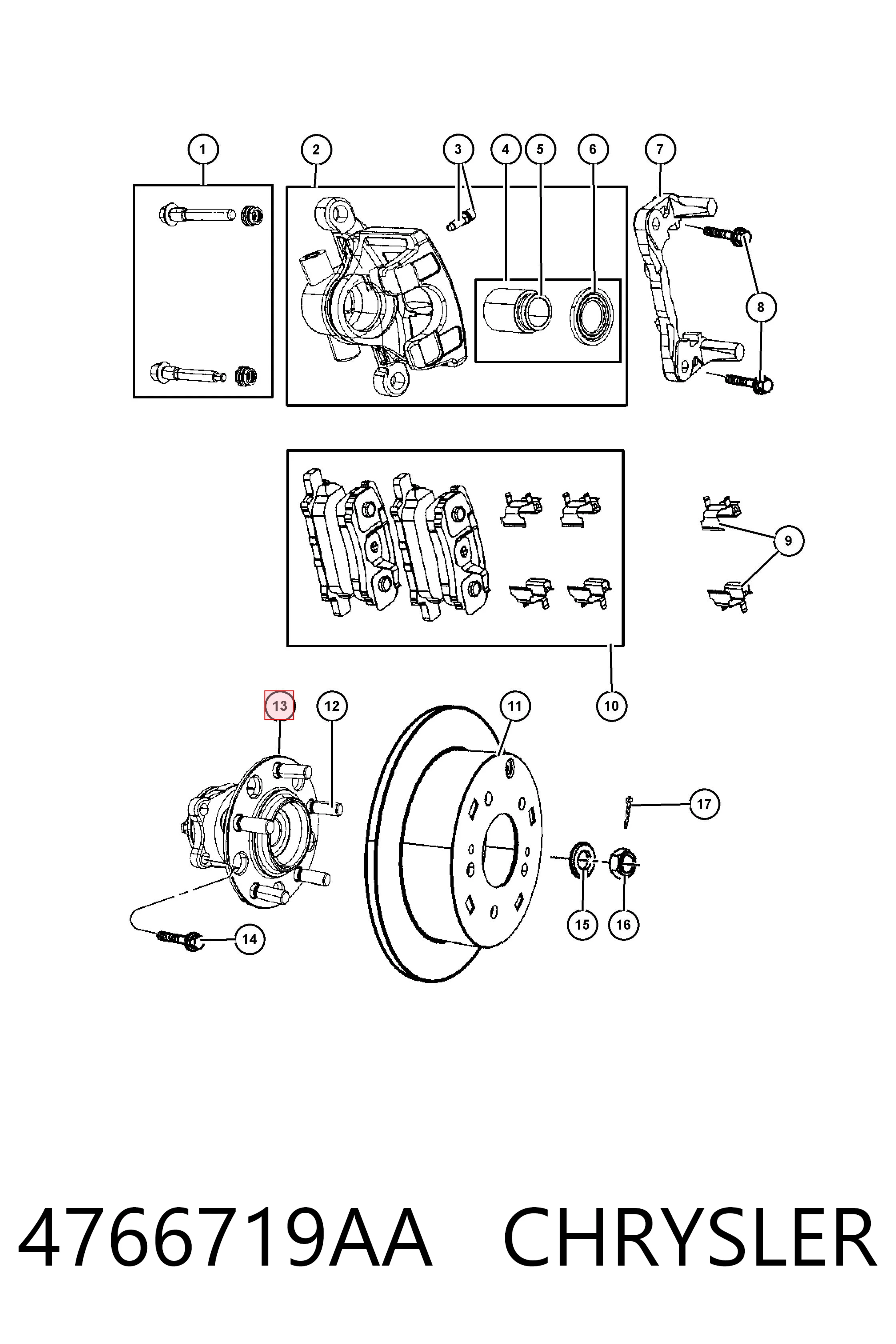 4766719AA Chrysler Piasta tylna