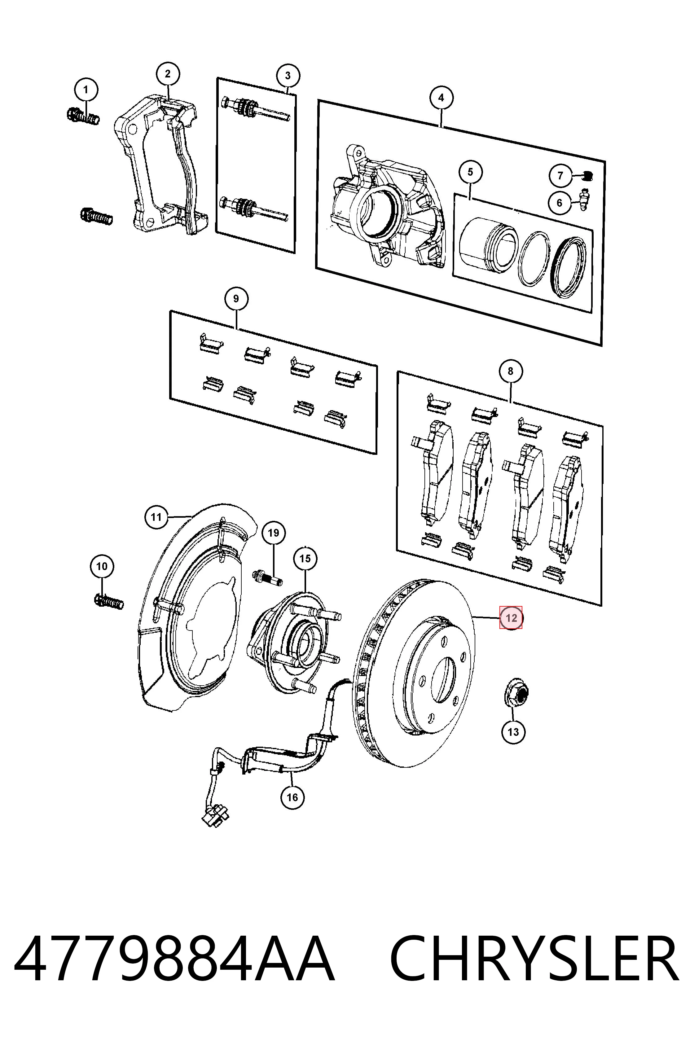 4779884AA Chrysler Tarcza hamulcowa przednia