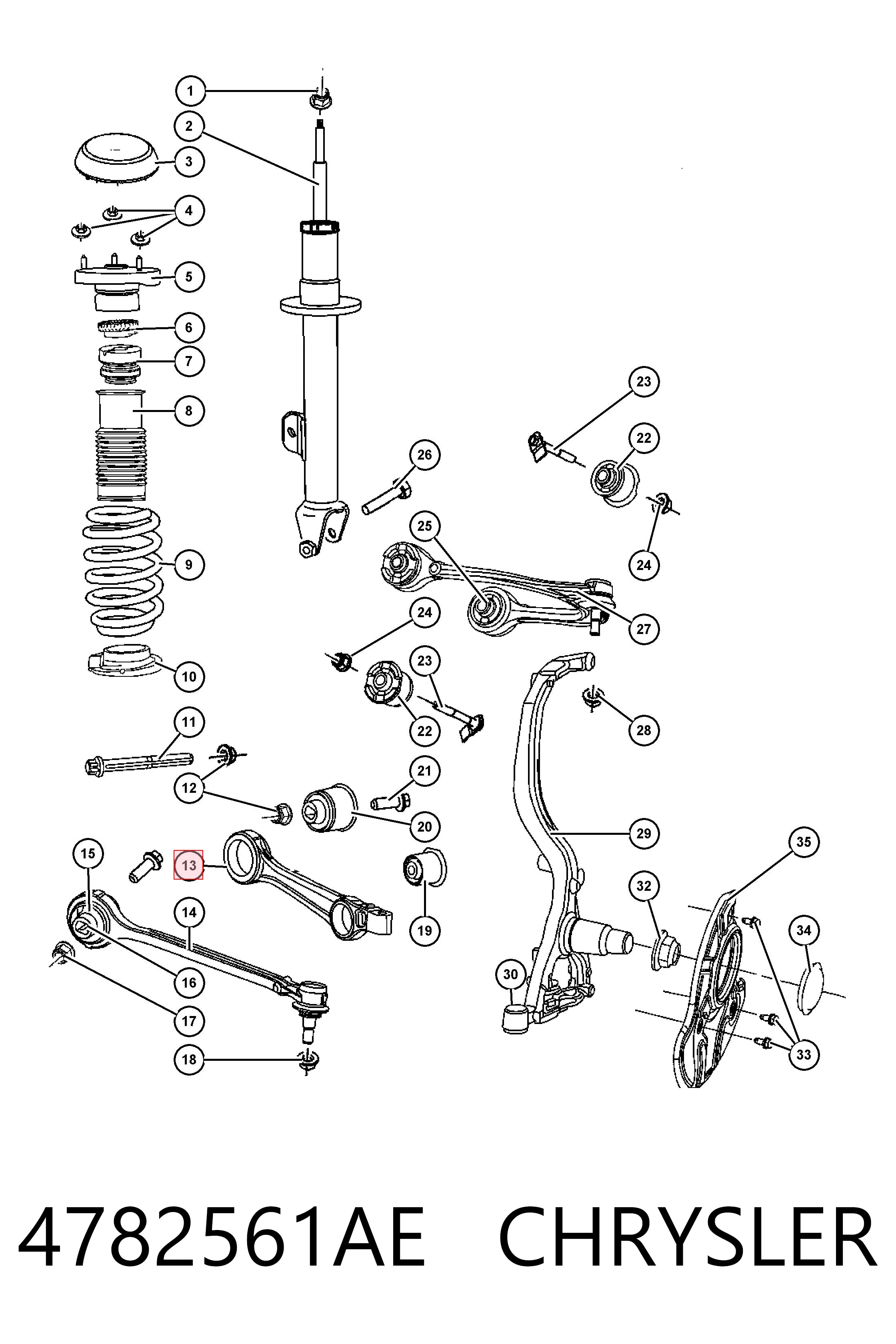 4782561AE Chrysler Wahacz zawieszenia przedniego dolny lewy/prawy
